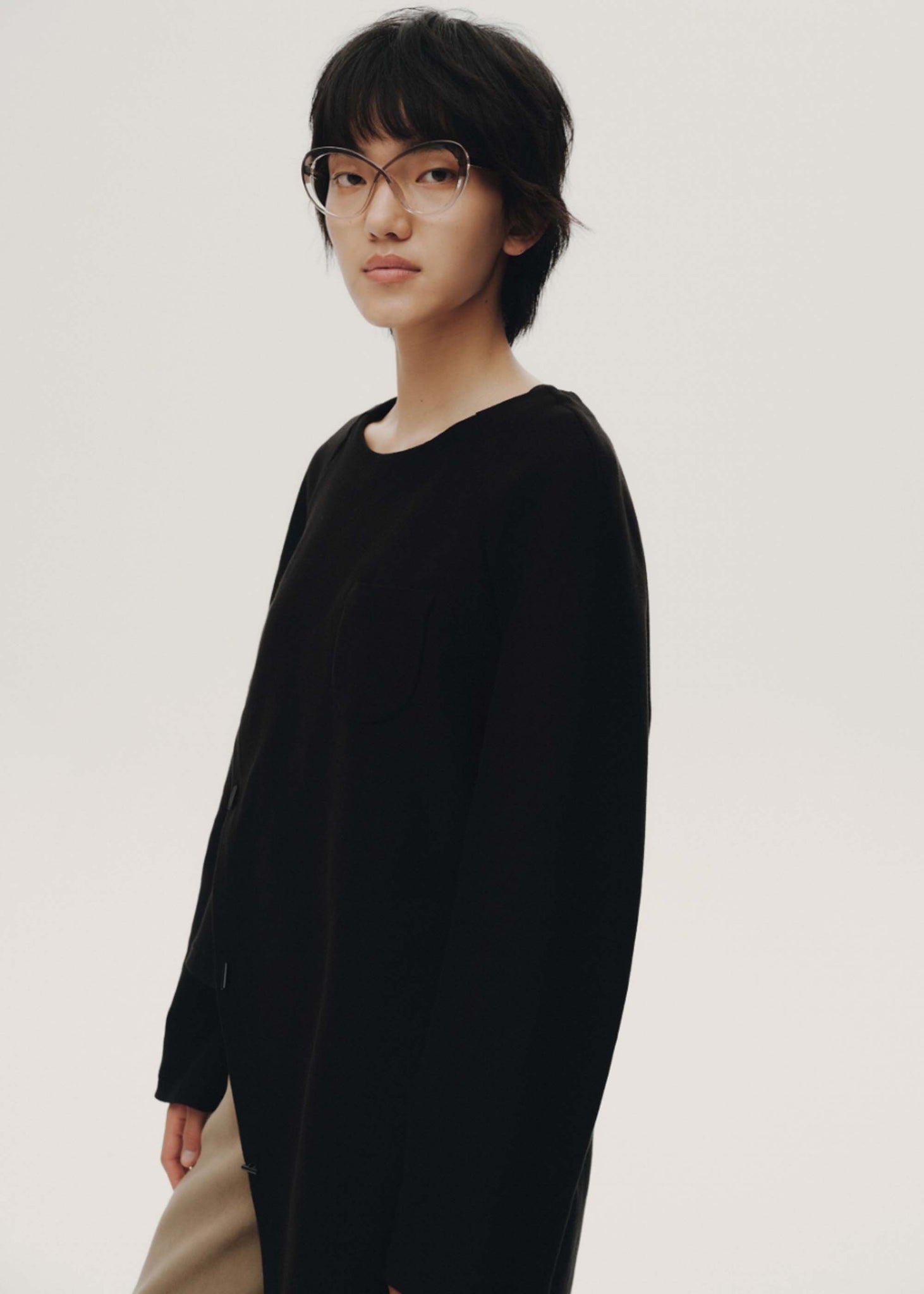 Black Asymmetric Panelled Shirt