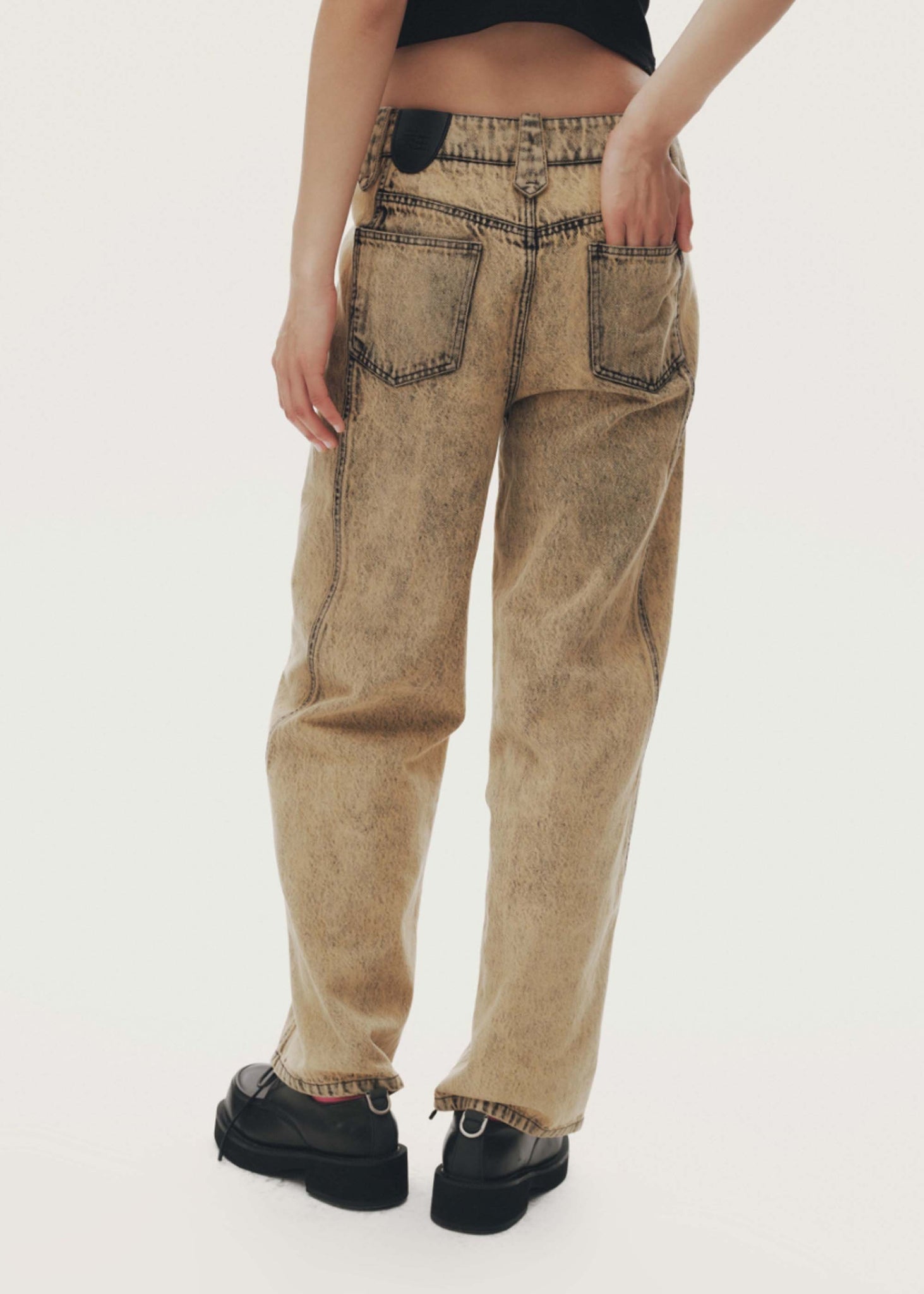 Gold Faded Patch Pocket Jeans