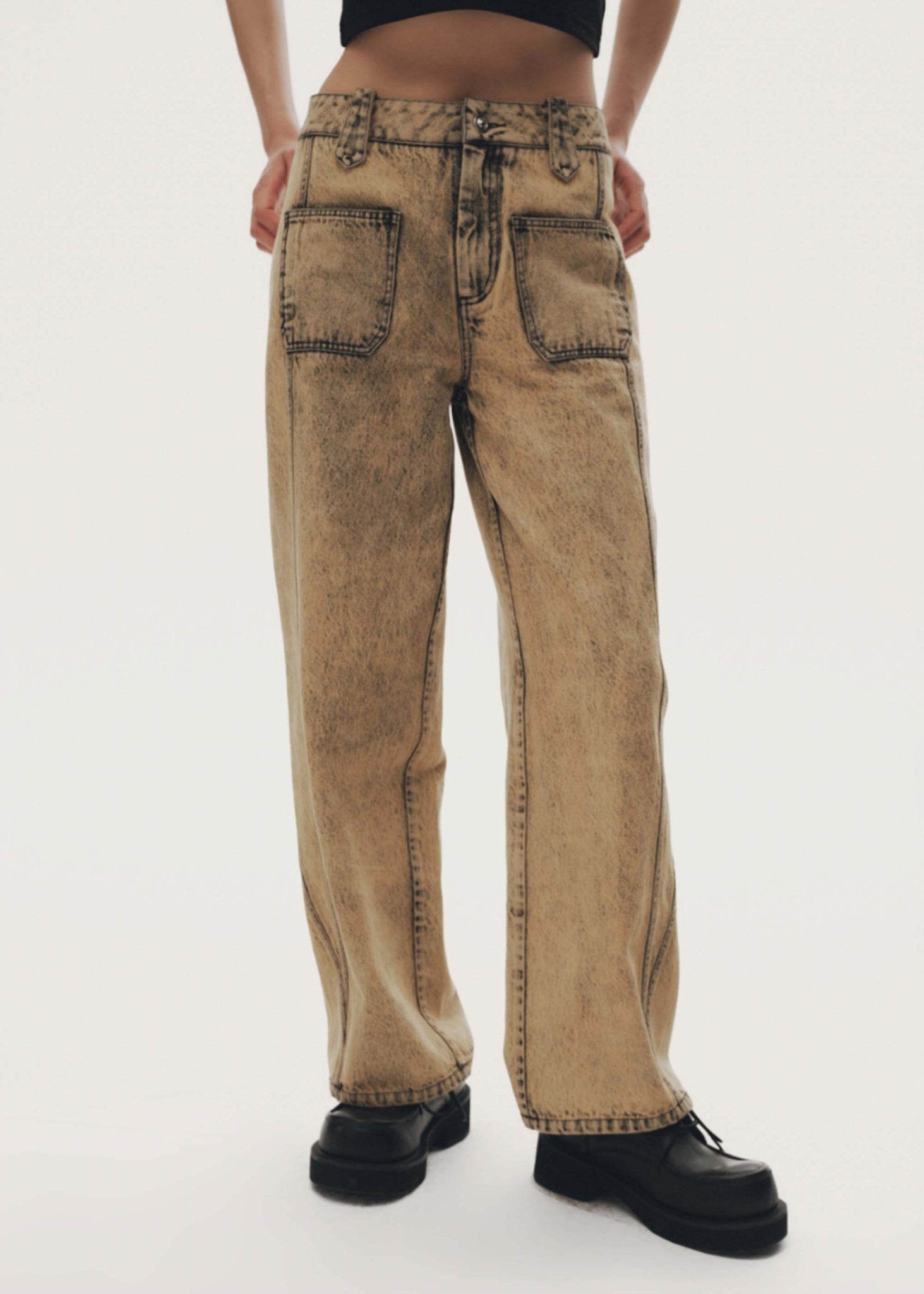 Gold Faded Patch Pocket Jeans