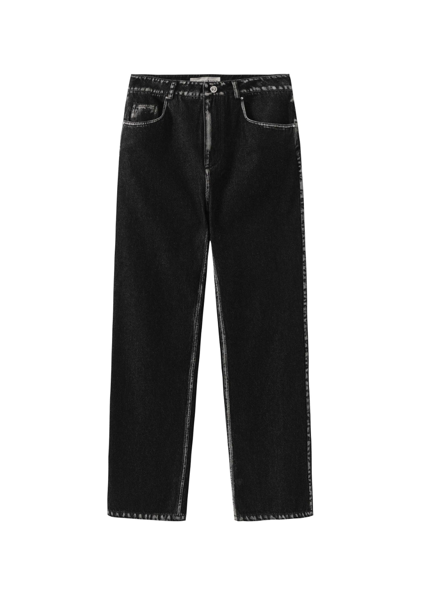 Black Faded Trim Straight Jeans