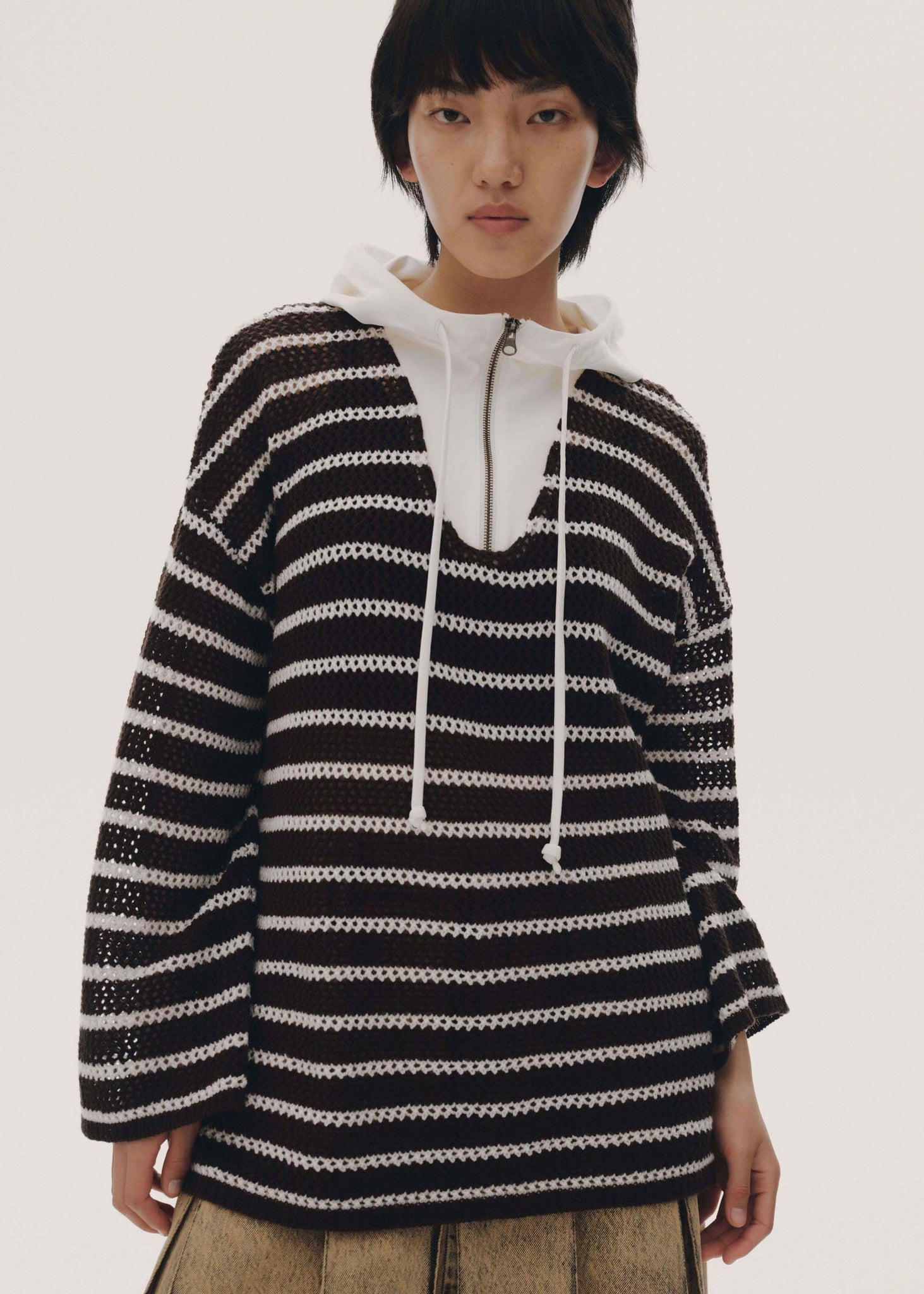 Black & White Stripped Knit Anorak