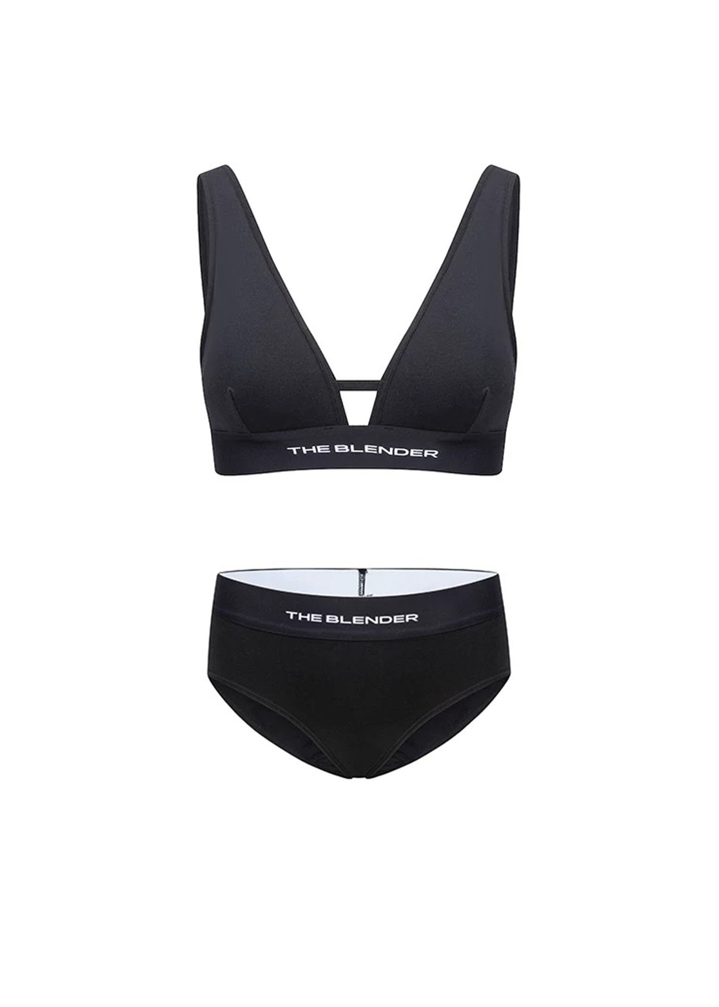 Black Triangle Strap Bralette Set