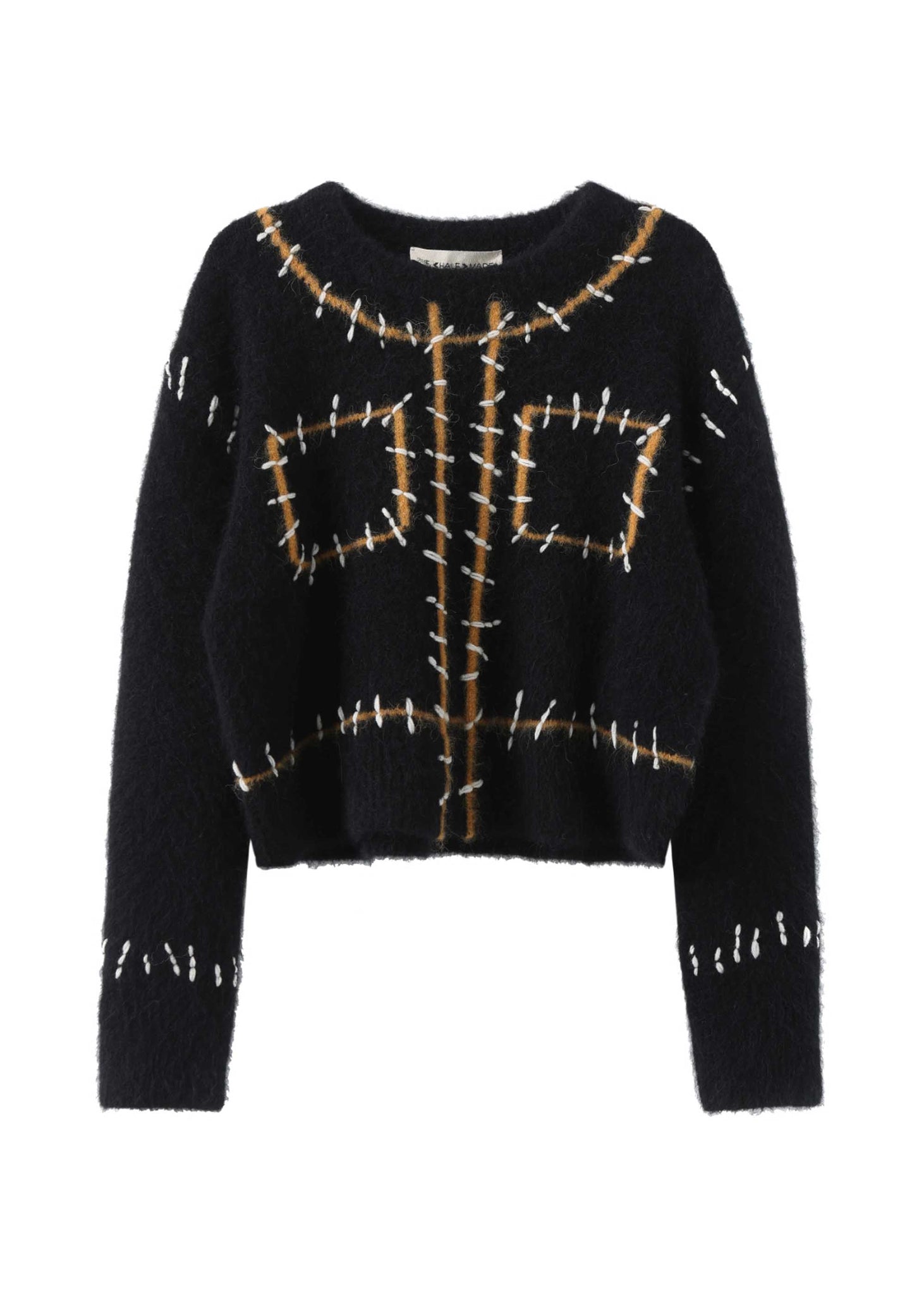 Black Embroidered Faux Sweater