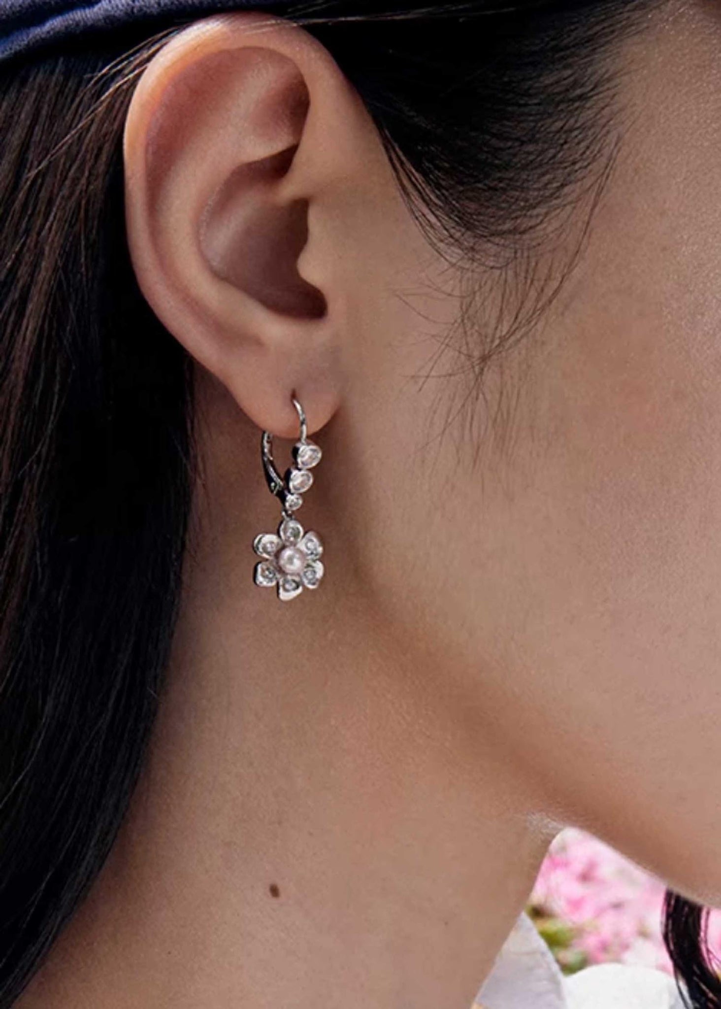 Pink Pomegranate Flower Earrings