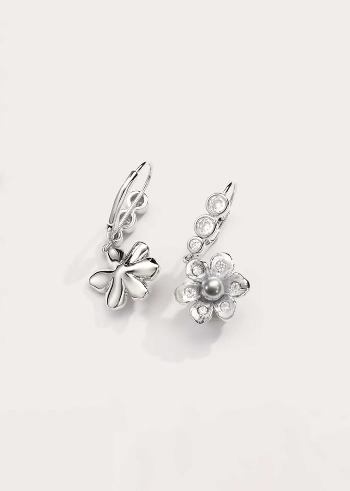 Grey Pomegranate Flower Earrings