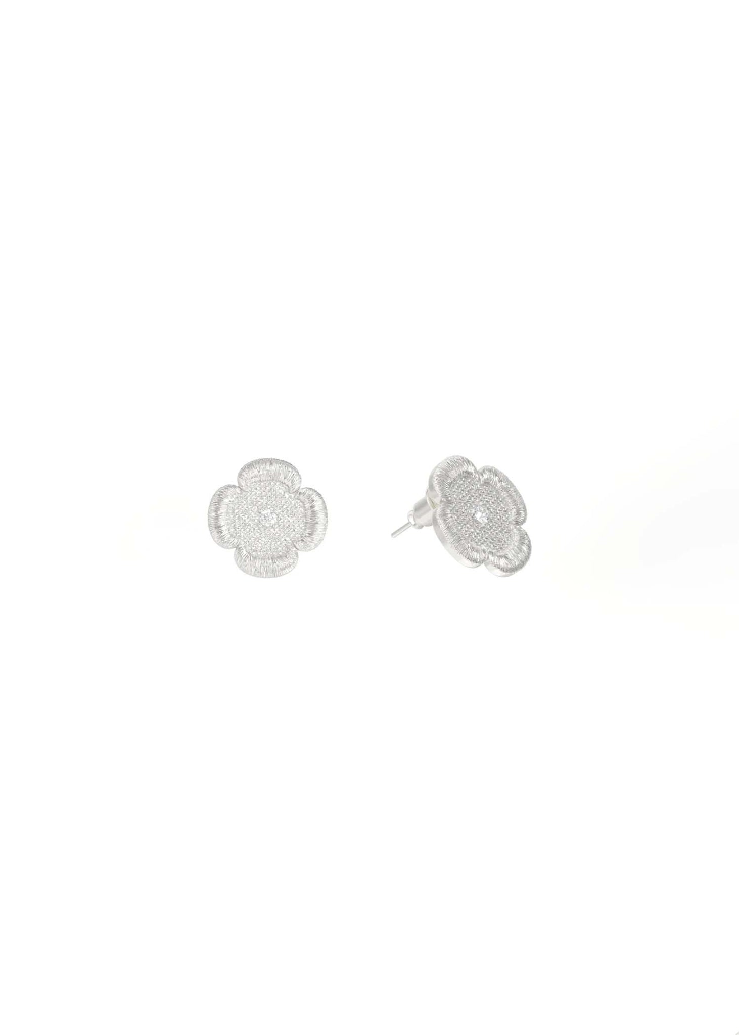 Lace Embroidered Flower Stud Earrings