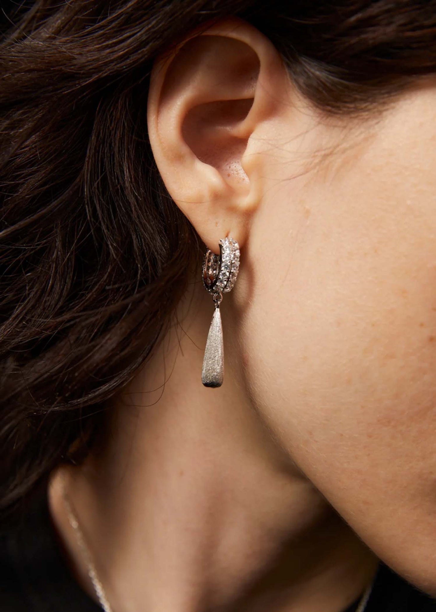 Diamond Clasp Teardrop Earrings