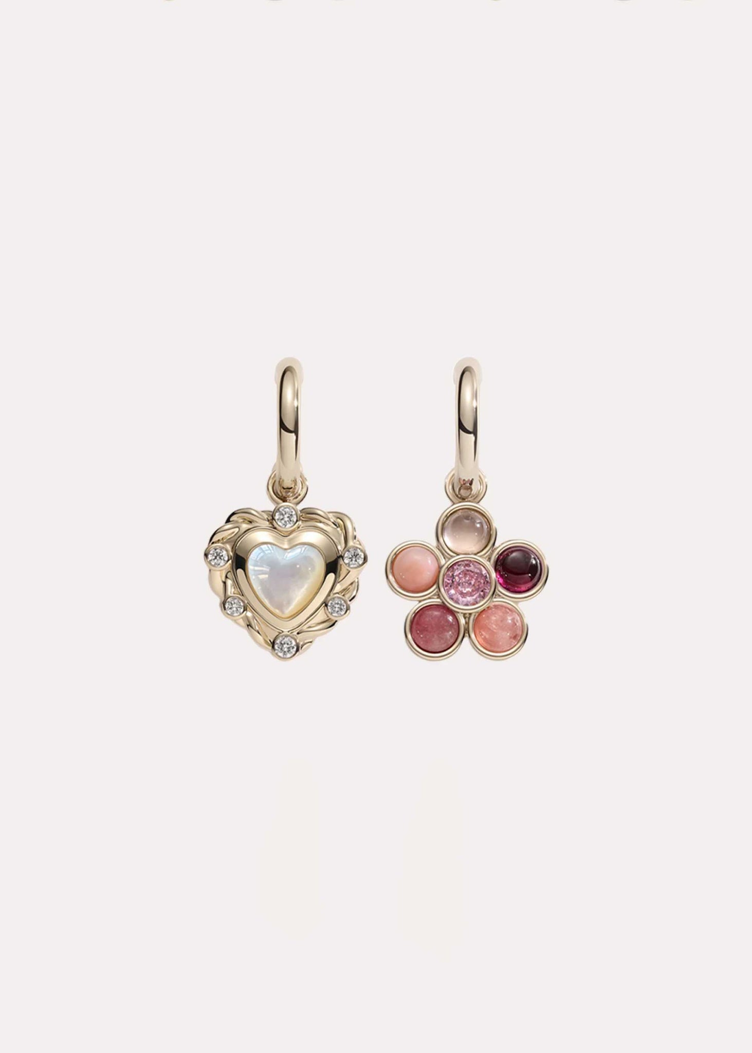 Colorful Stone Flower Heart Earrings