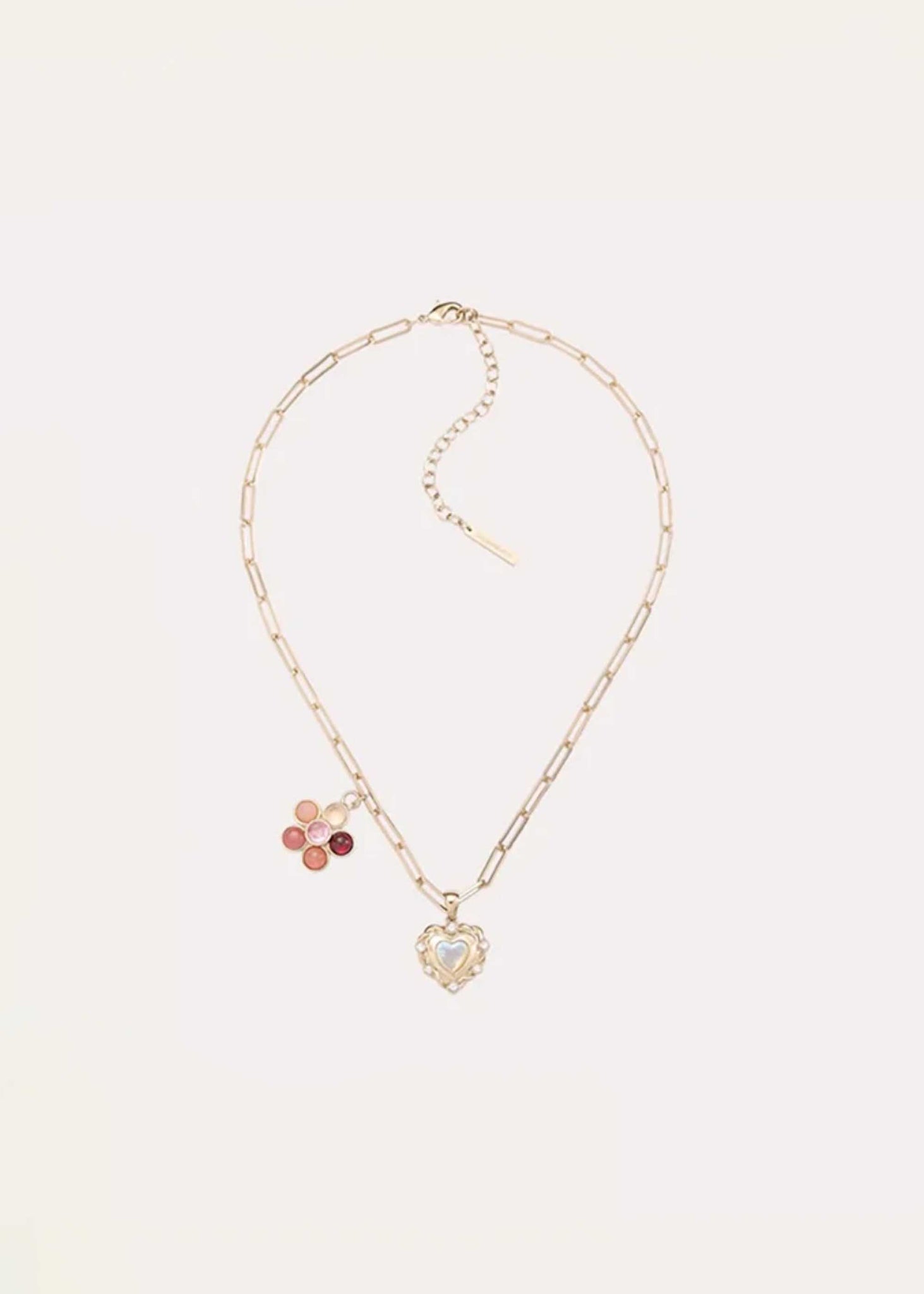 Colorful Stone Flower Heart Necklace