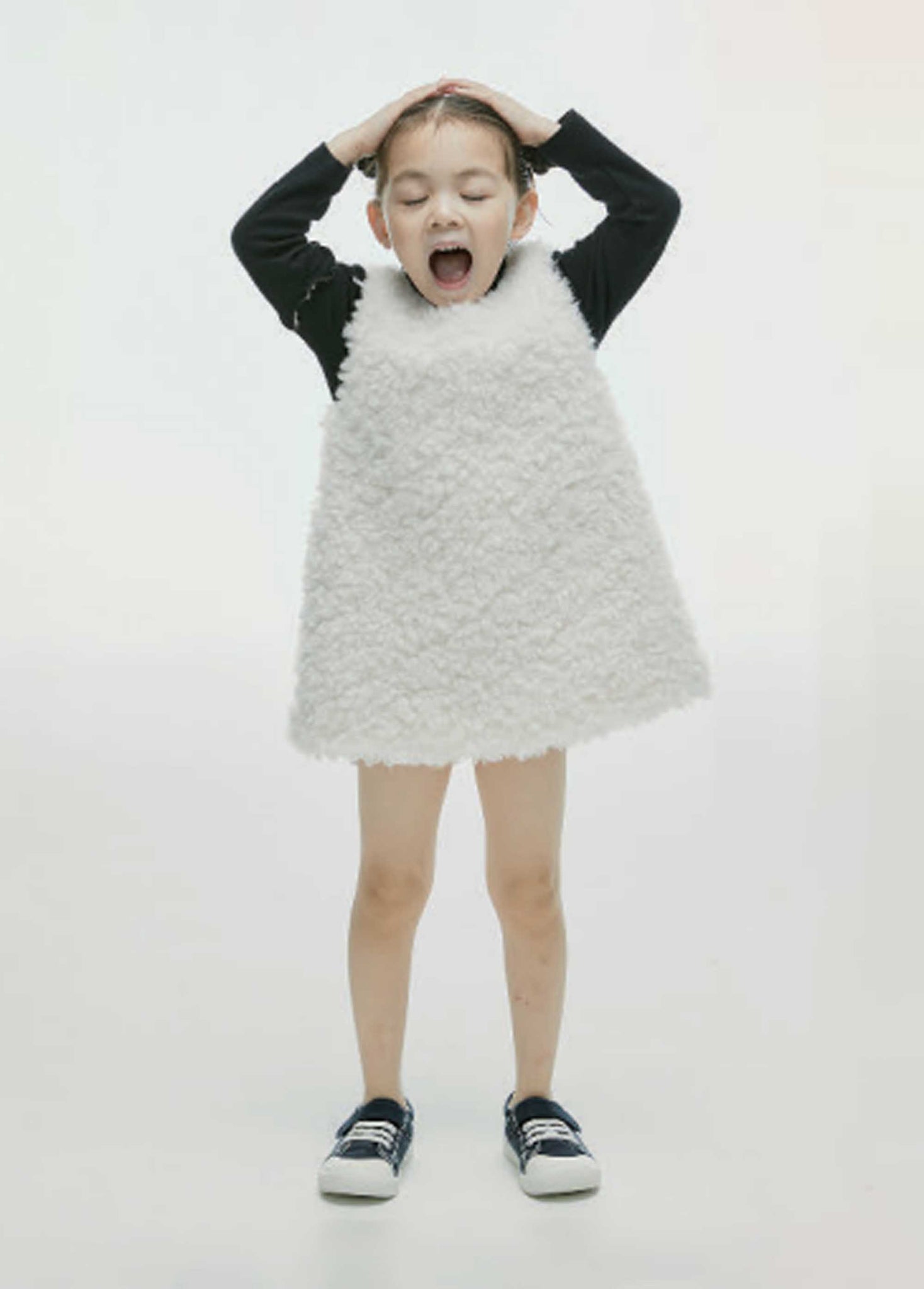 White Wool Kids Trapezoid Dress