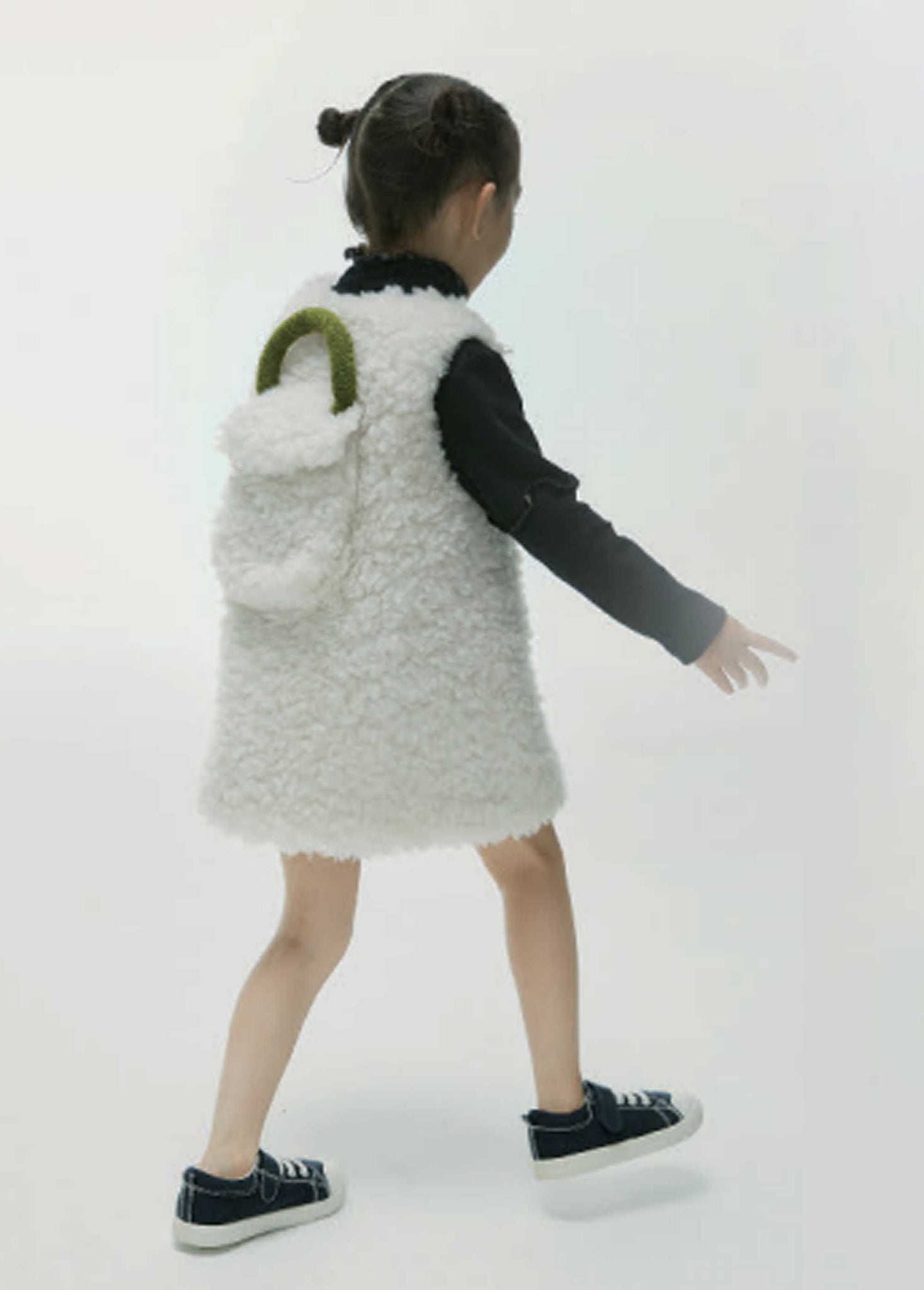 White Wool Kids Trapezoid Dress