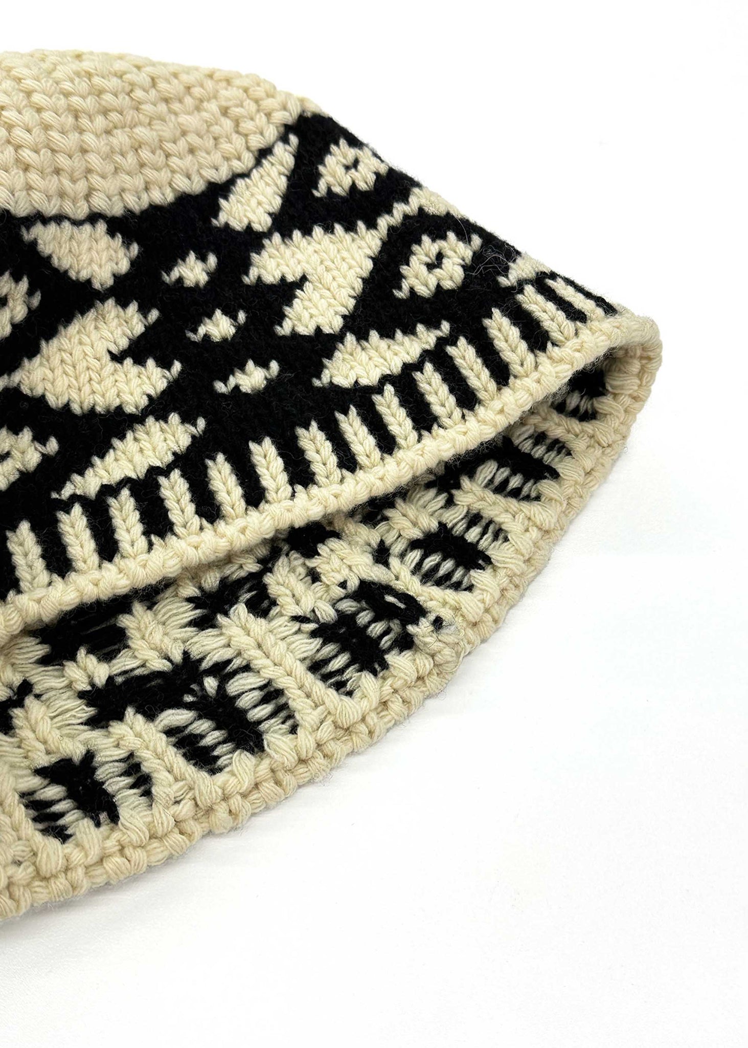 Beige Jacquard Beanie