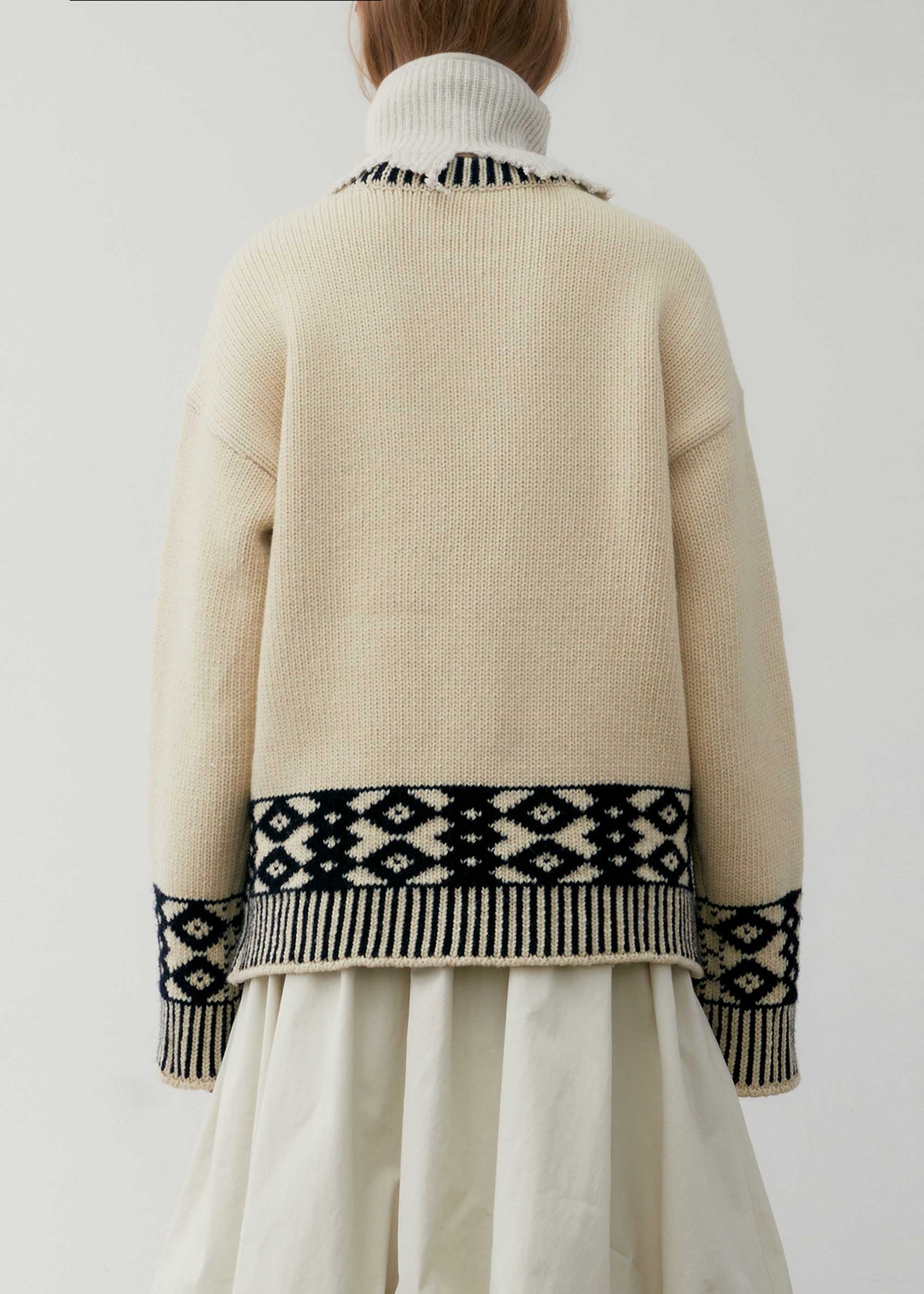 Beige Diamond Jacquard Sweater