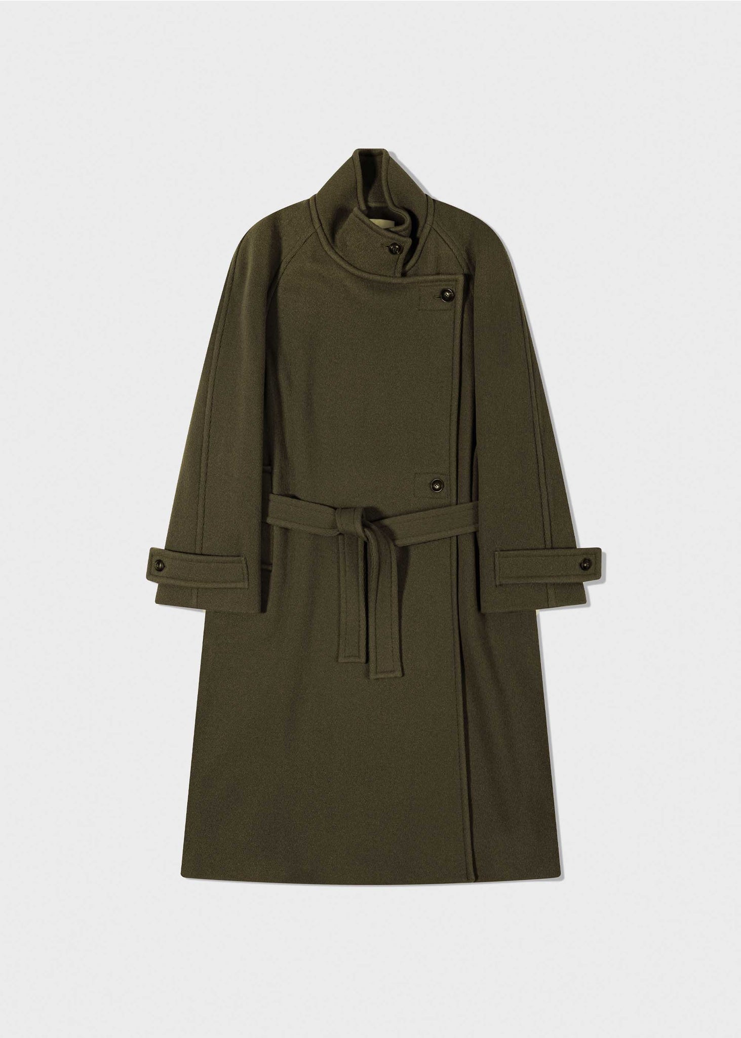 Khaki Belted Wrap Coat