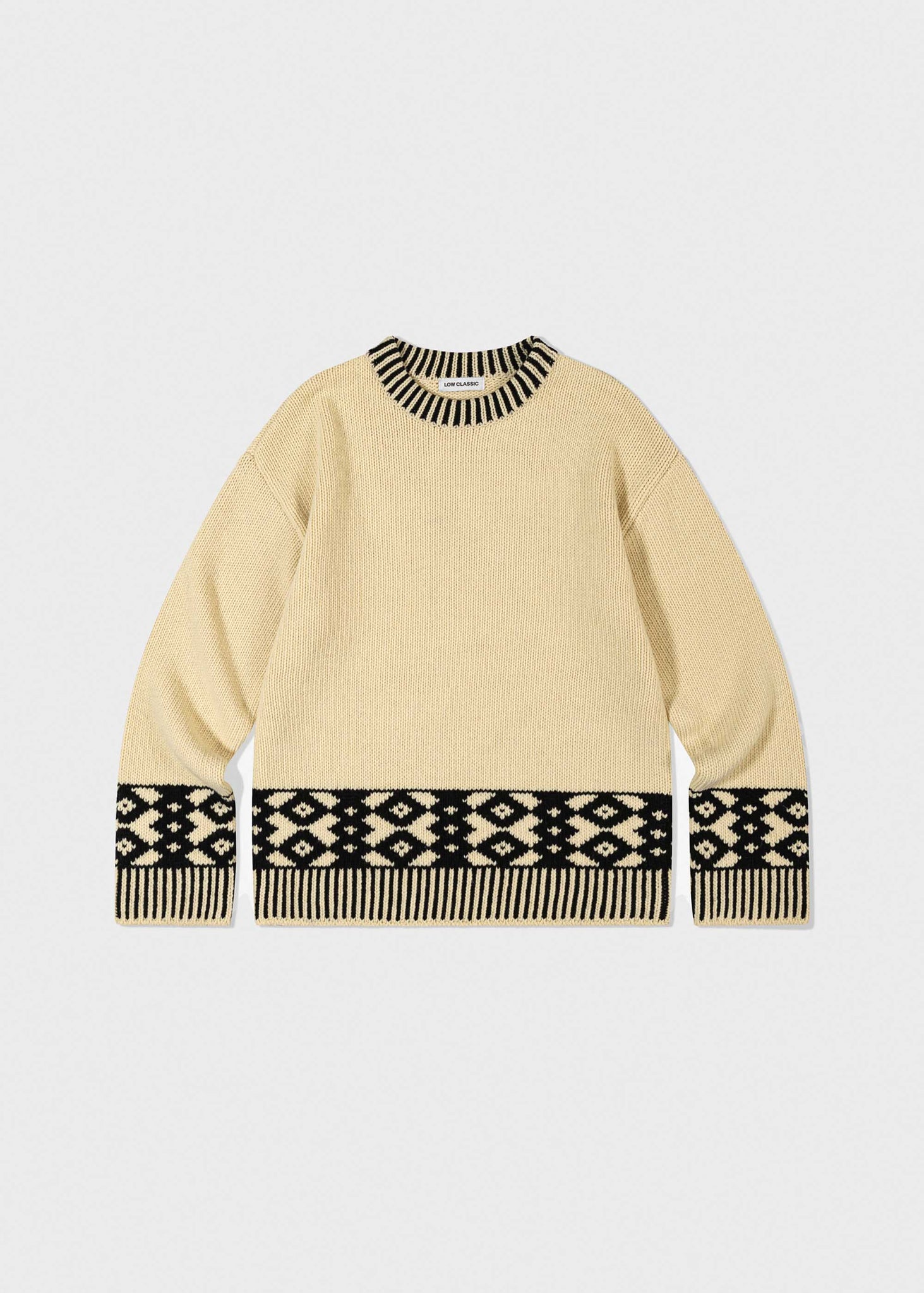 Beige Diamond Jacquard Sweater