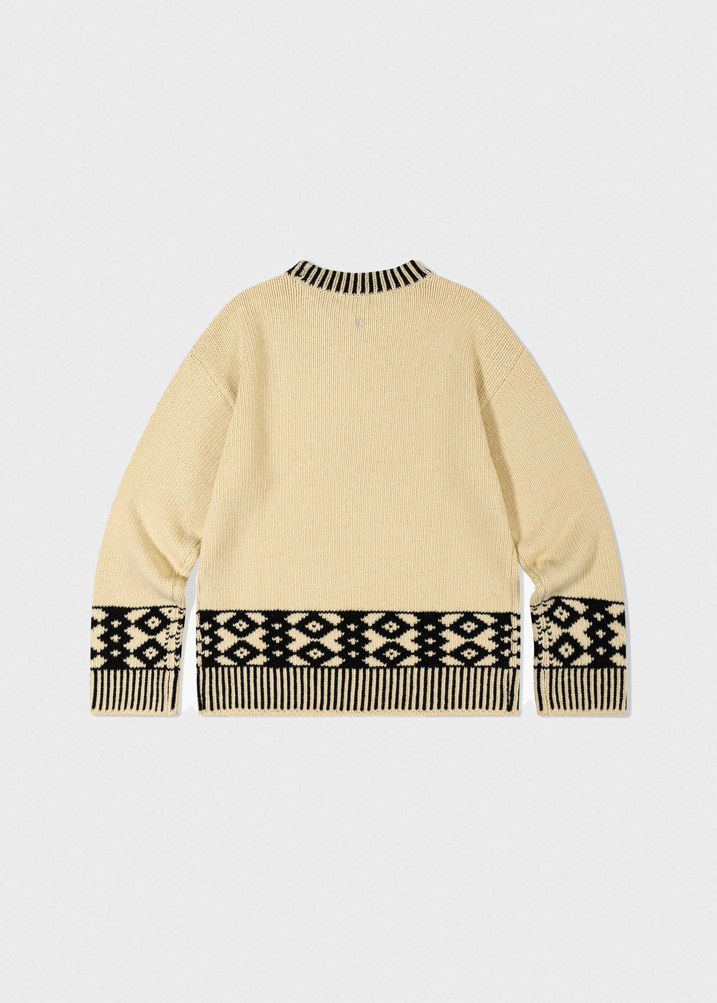 Beige Diamond Jacquard Sweater