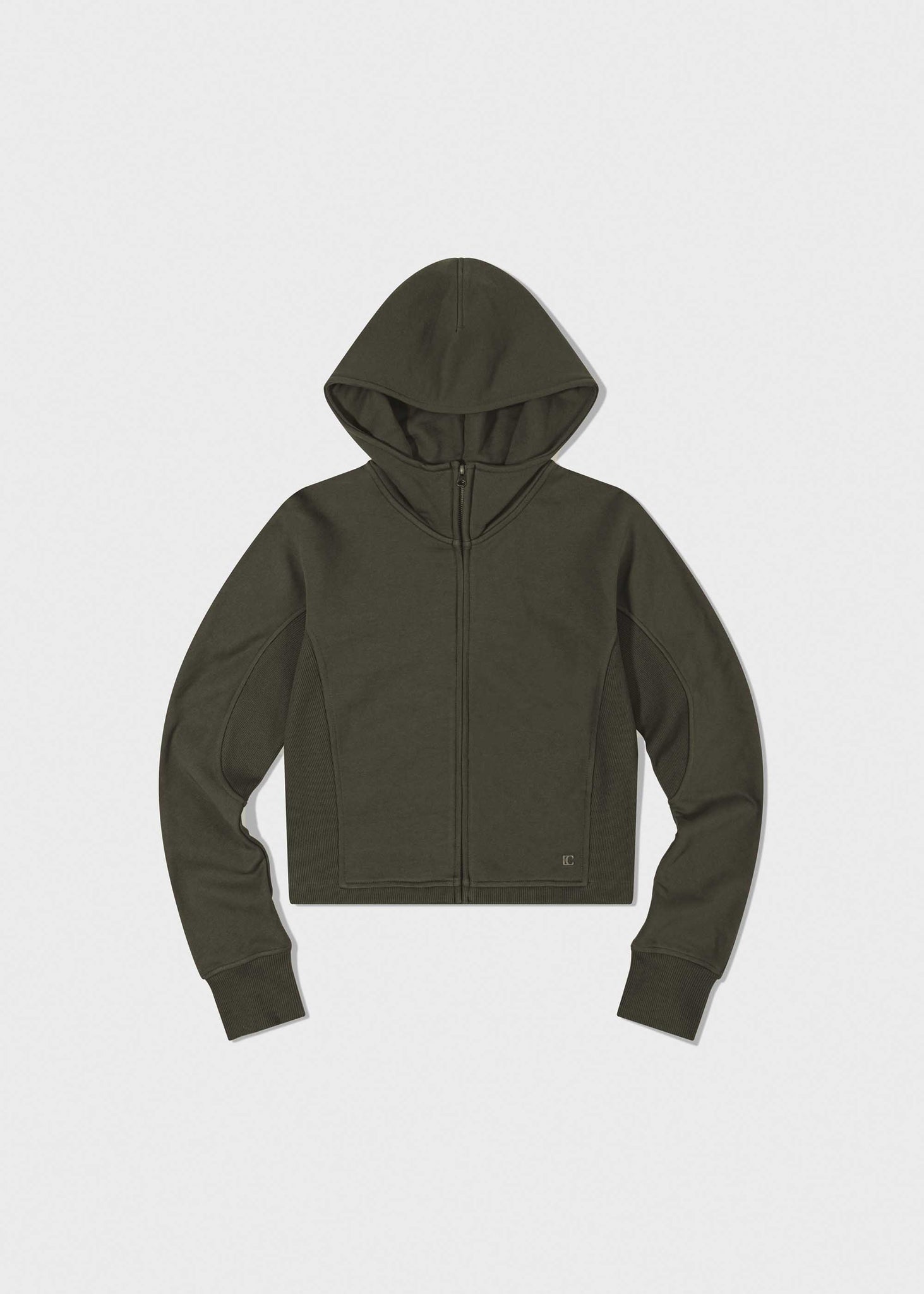 Grey Panelled Zip-Up Hoodie