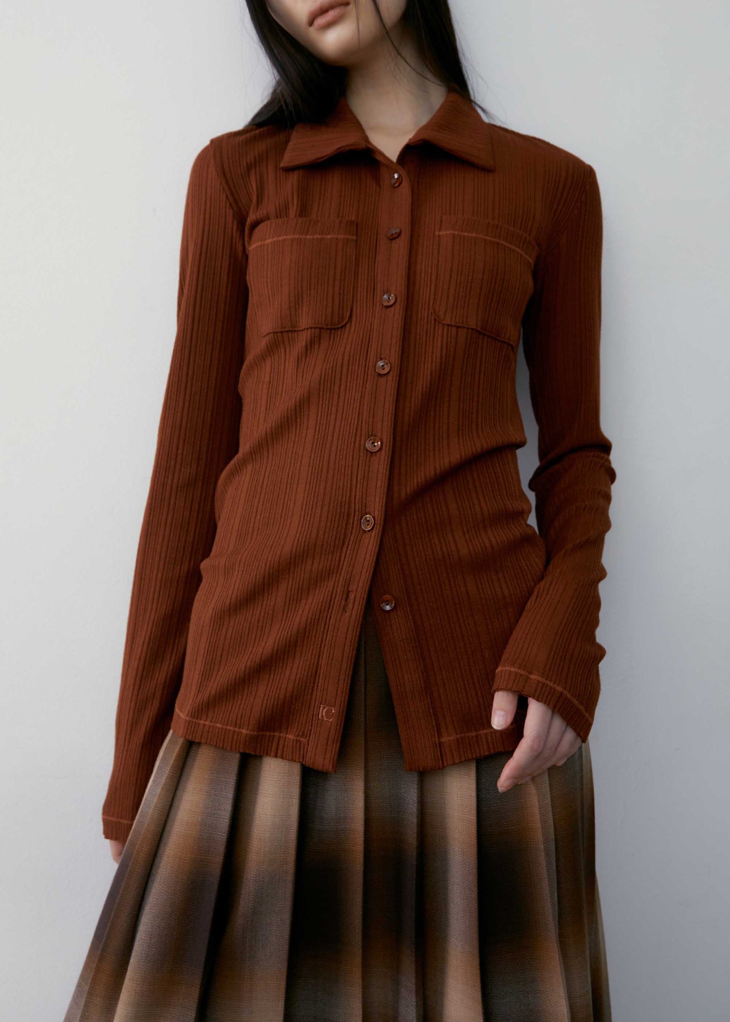 Brown Ribbed Shirt