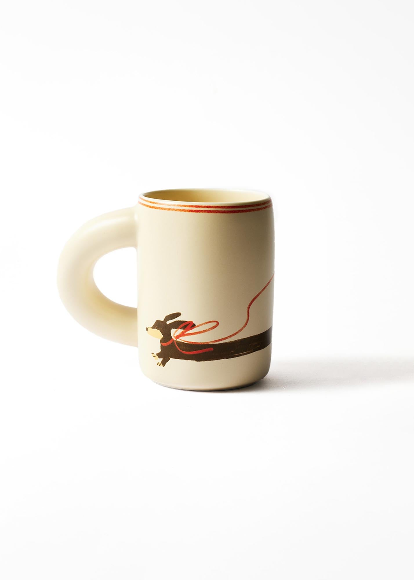 Beige & Brown Dachshund Dog Macaroni Mug