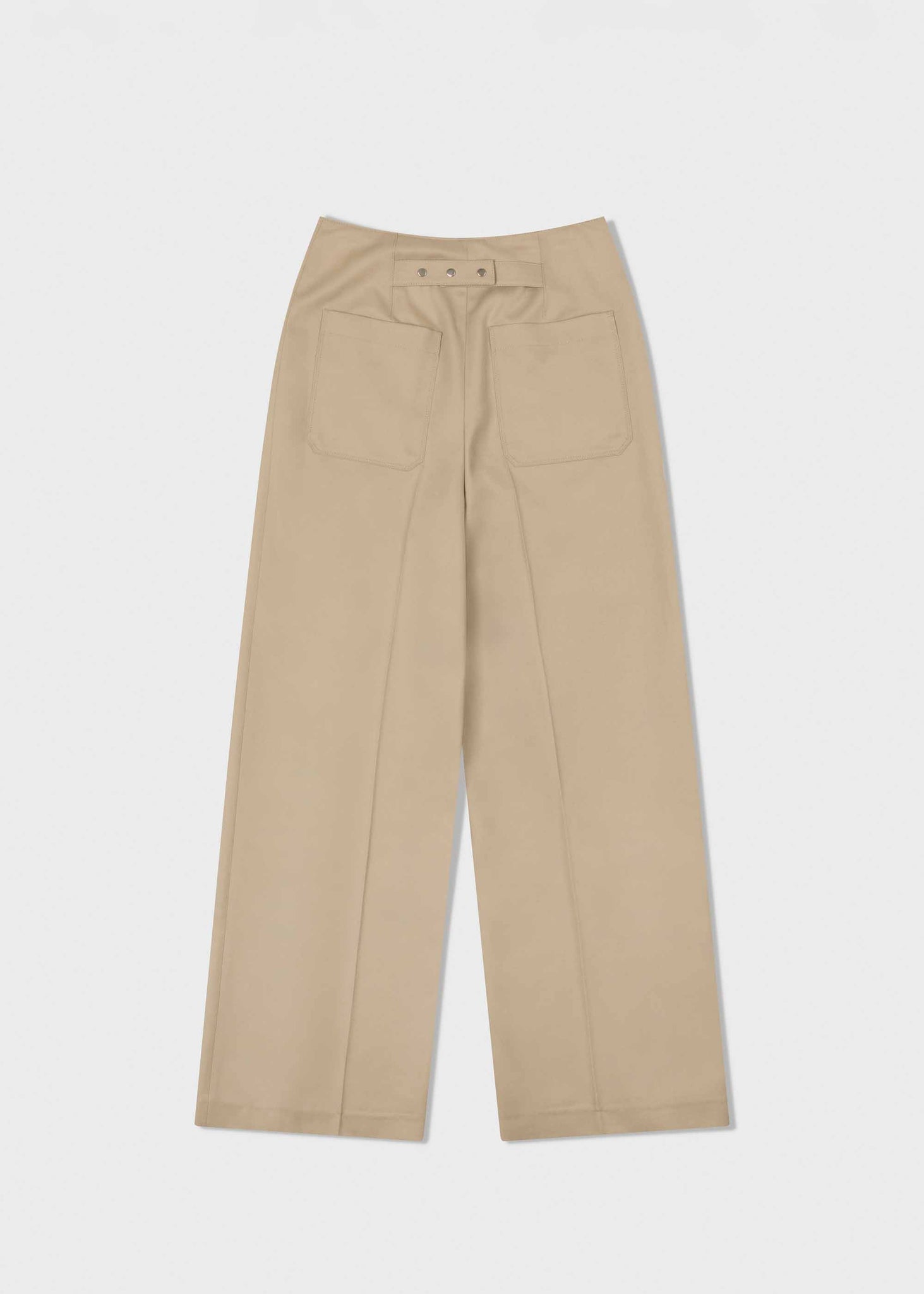 Beige 4-Pocket Wide Trousers