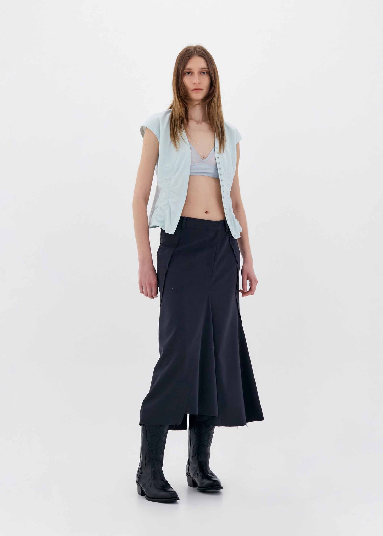 Charcoal Flared Midi Skirt