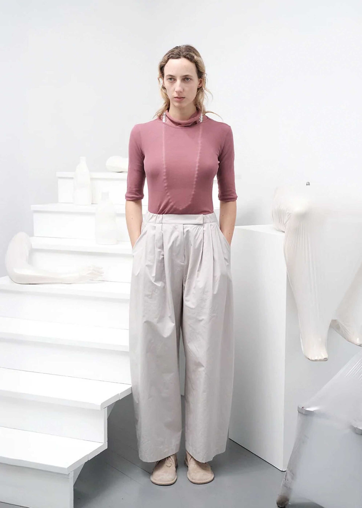 Grey Button Garconne Pants