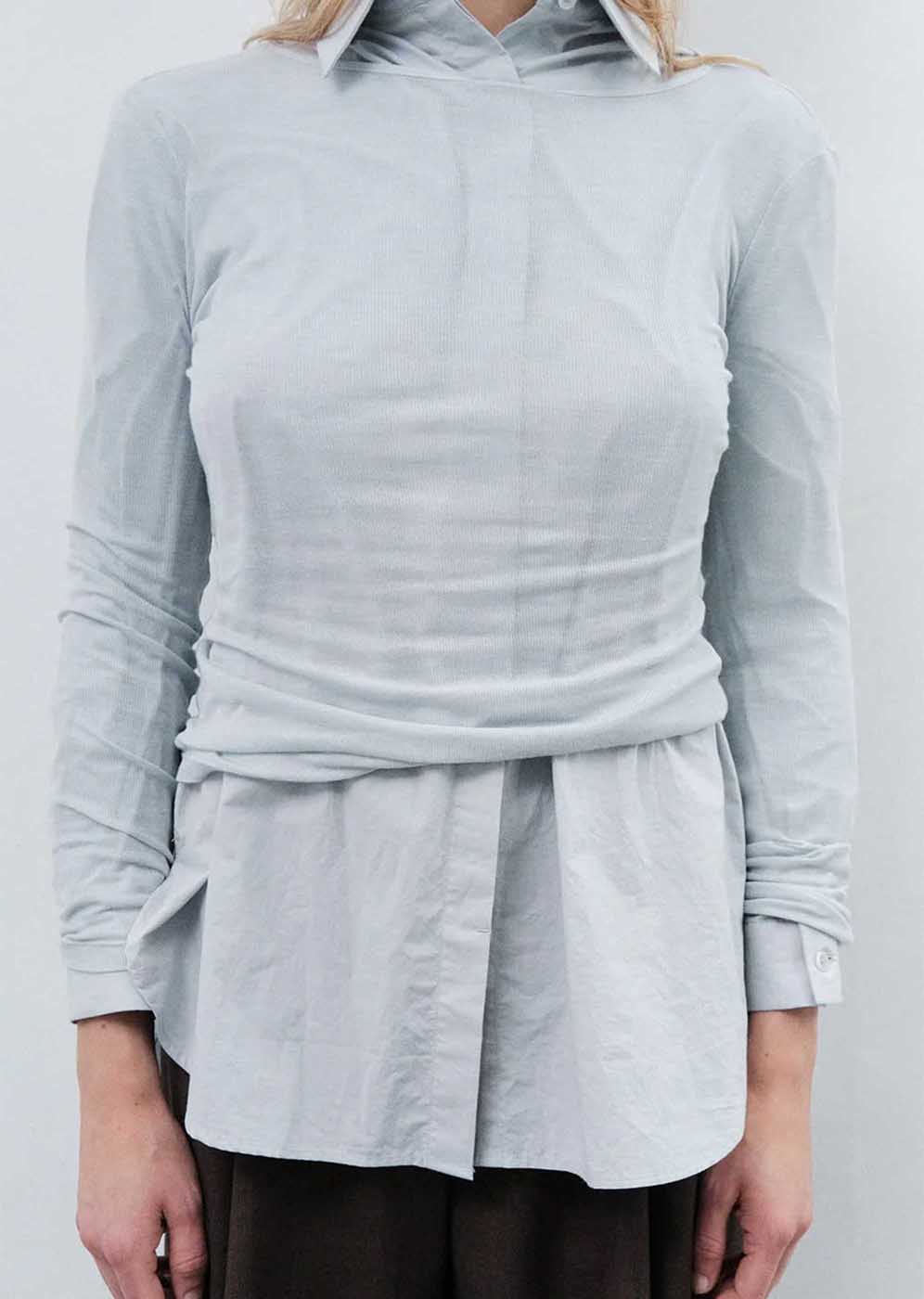 Blue Round Long Sleeve Top