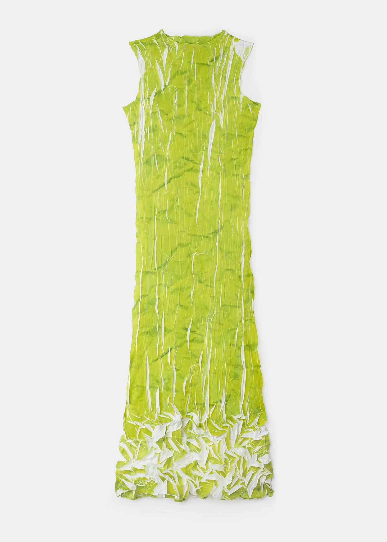 Green Crinkle Pleat Maxi Dress