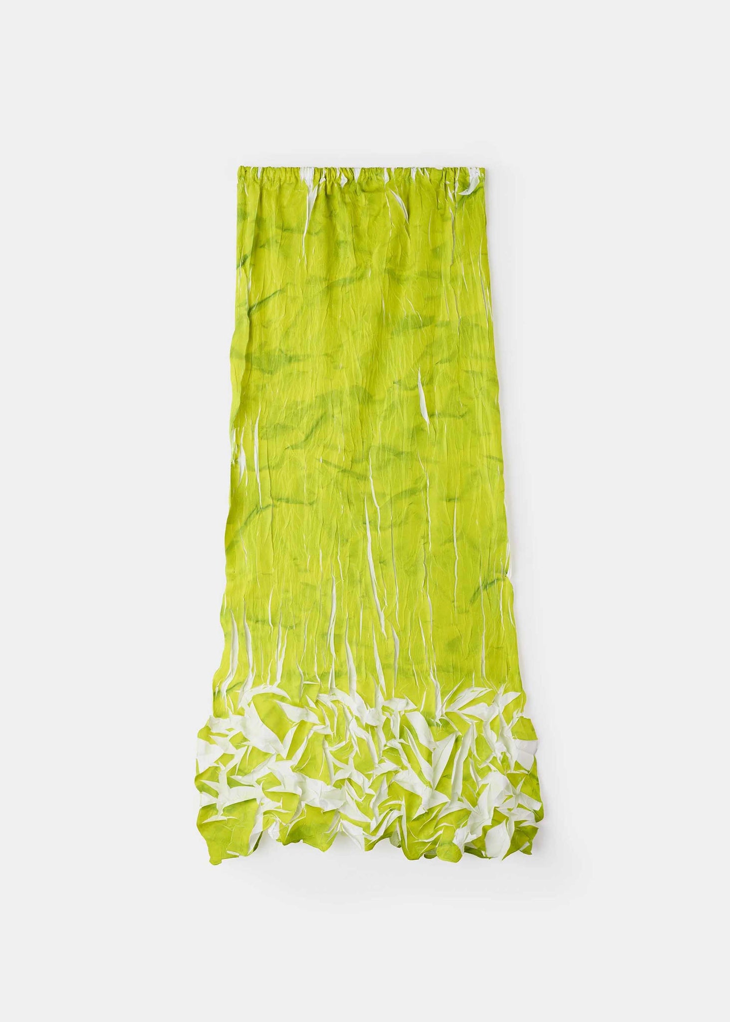 Green Crinkle Pleat Maxi Skirt