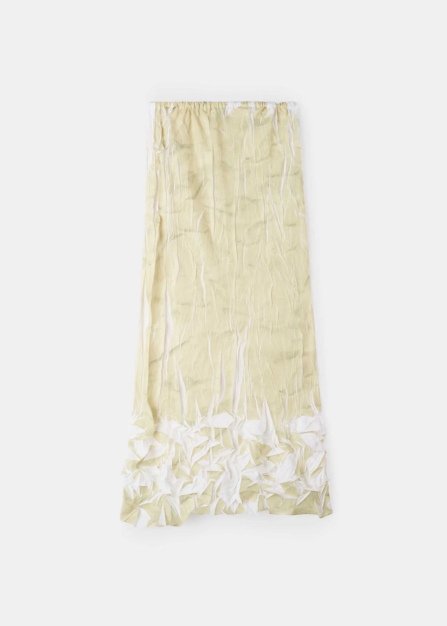 Beige Crinkle Pleat Maxi Skirt