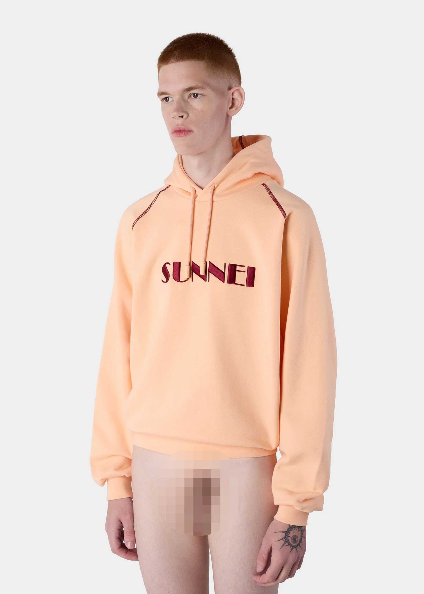 Orange Embroidered Hoodie