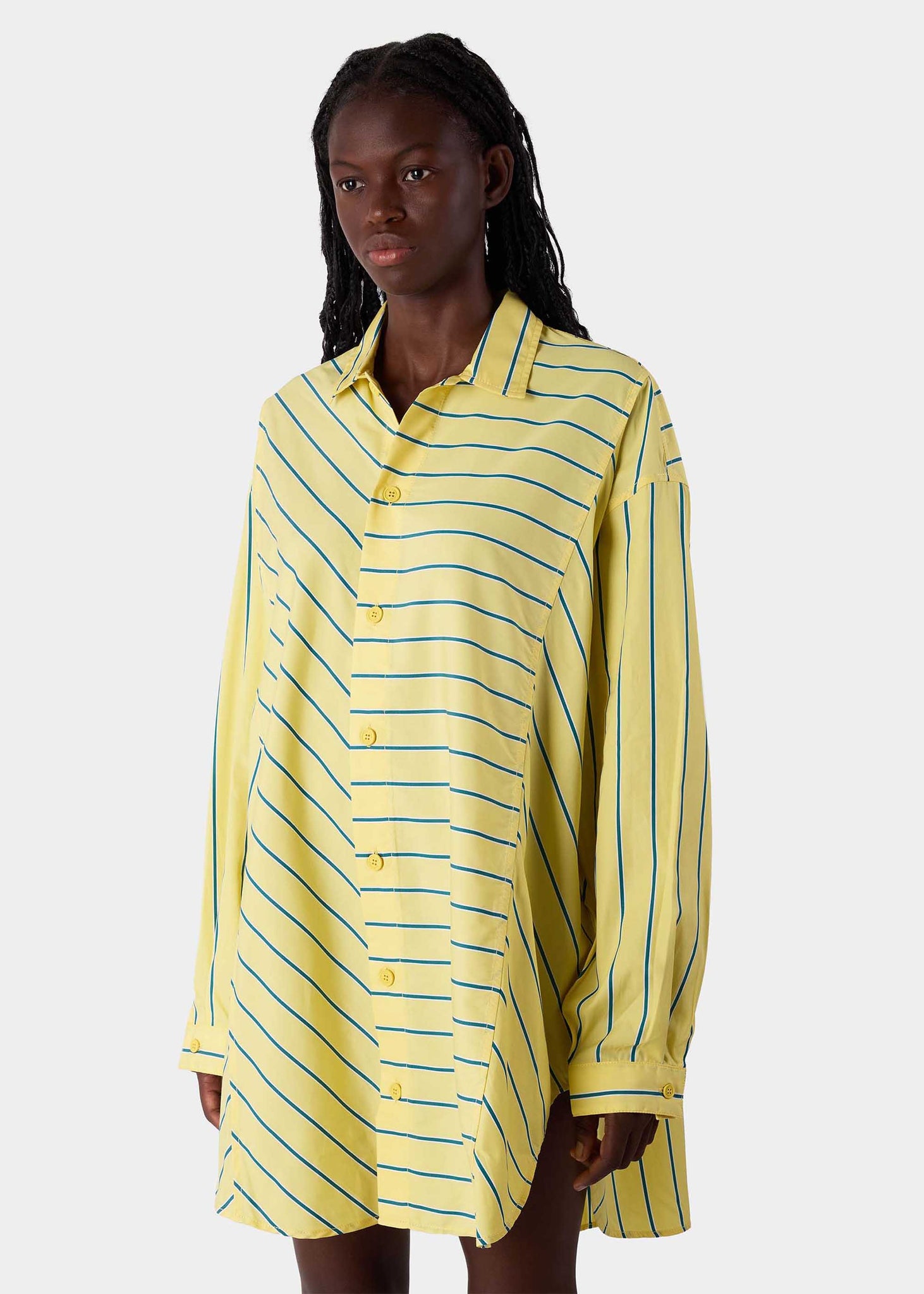 Yellow Oversized Striped Shirt