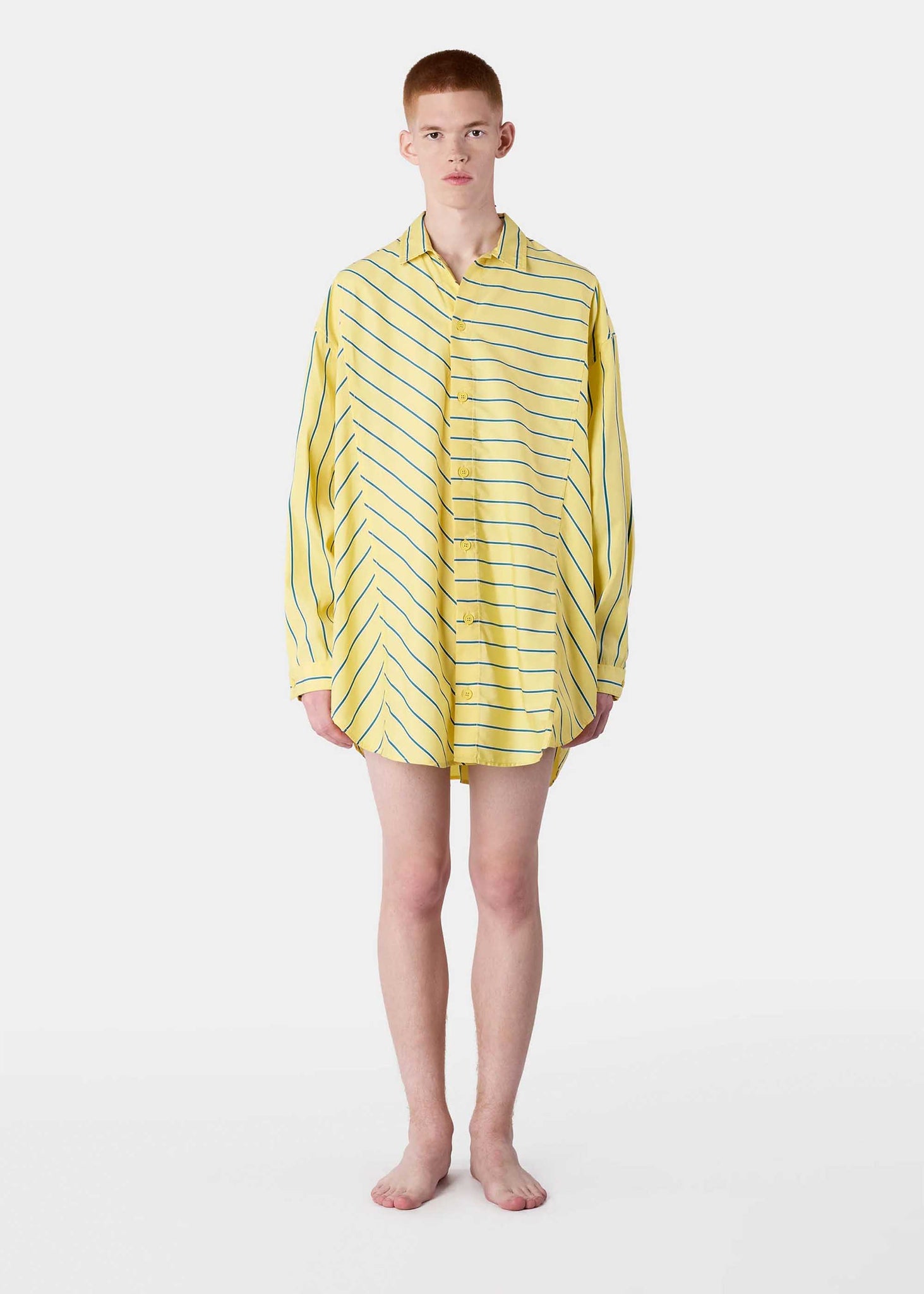 Yellow Oversized Striped Shirt