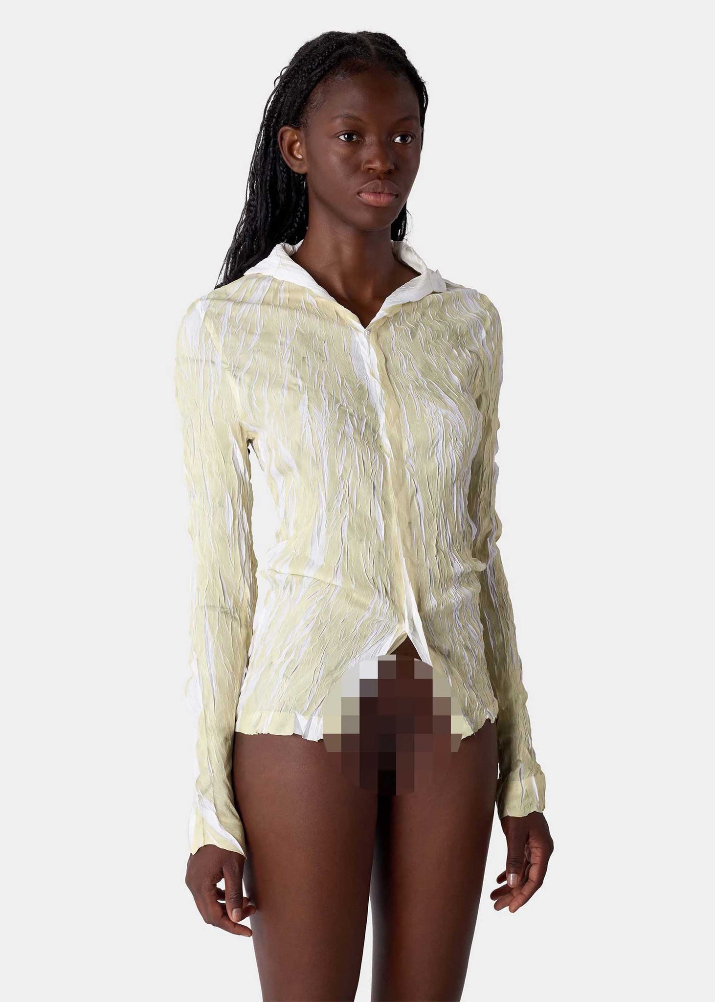 Beige Crinkle Pleat Shirt