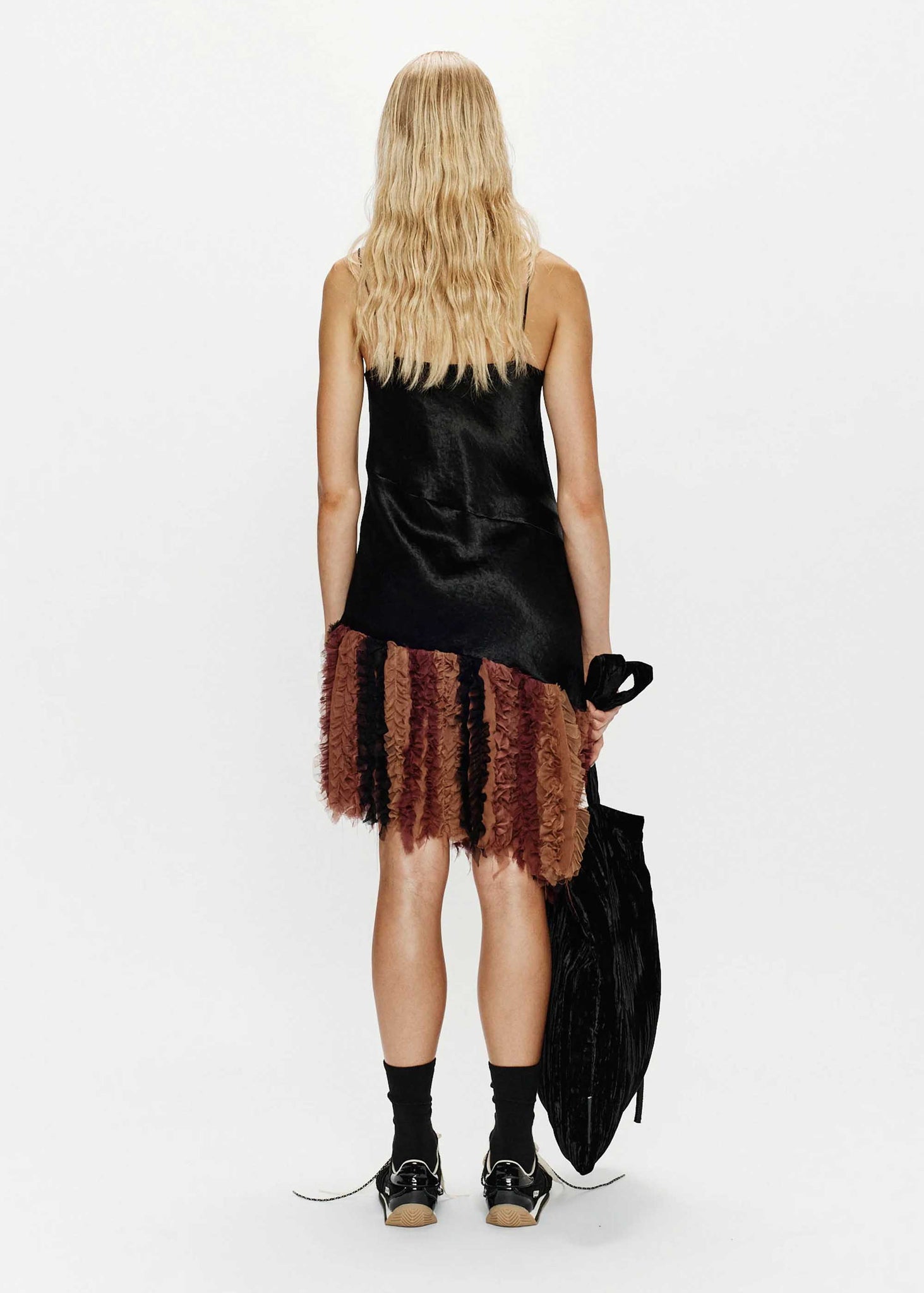 Black Bias Chiffon Slip Dress