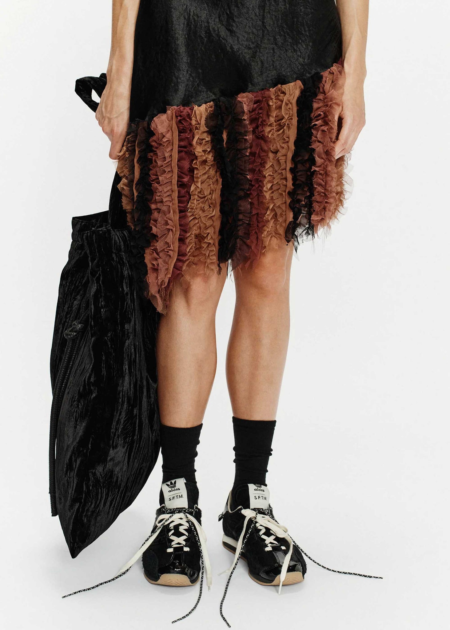 Black Bias Chiffon Slip Dress