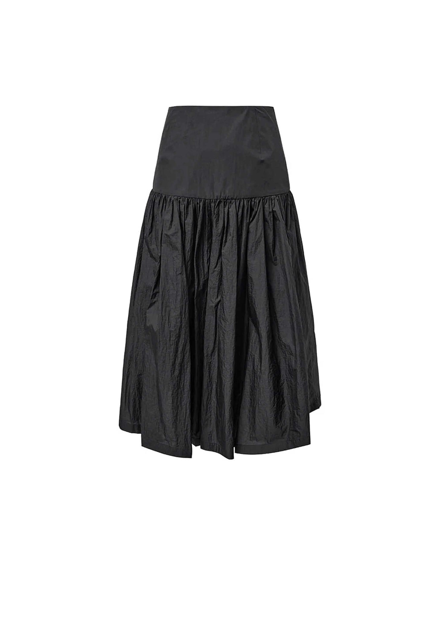 Black Shirring Culotte Pants