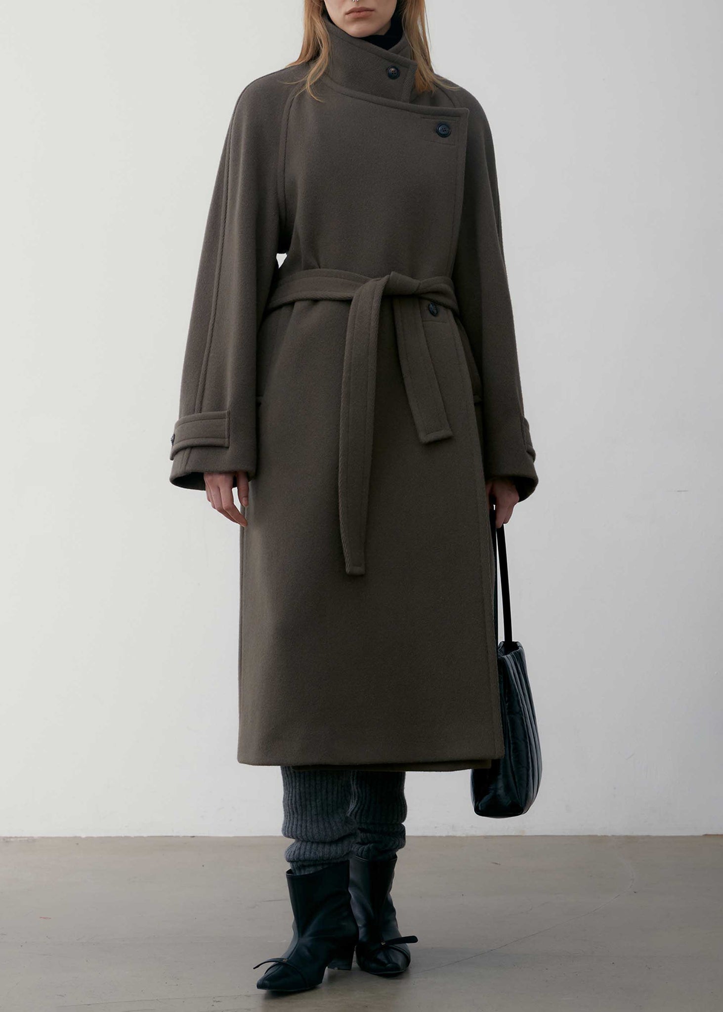 Khaki Belted Wrap Coat