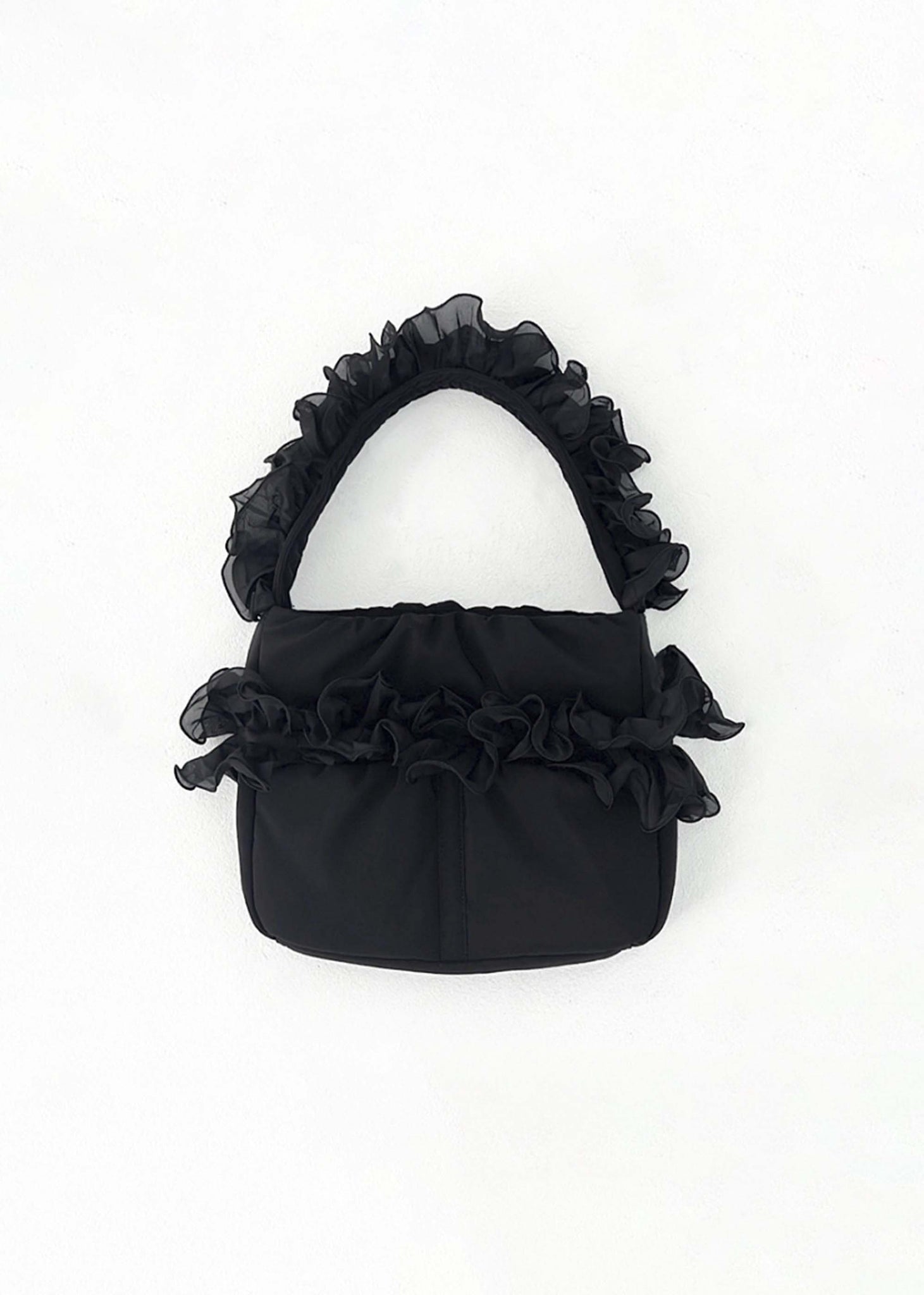 Black Padded Ruffle Bag