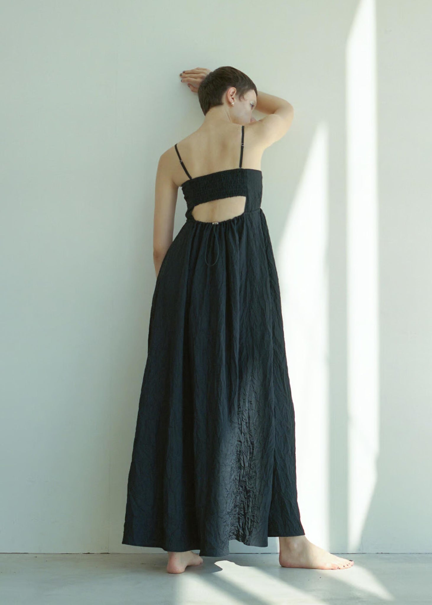 Black Crinkle Maxi Dress