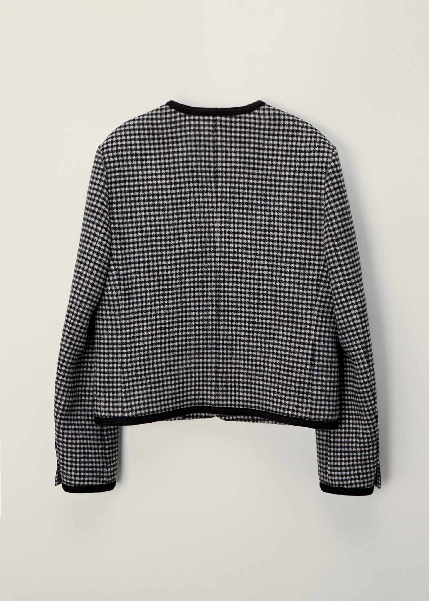 Black and White Tweed Collarless Jacket