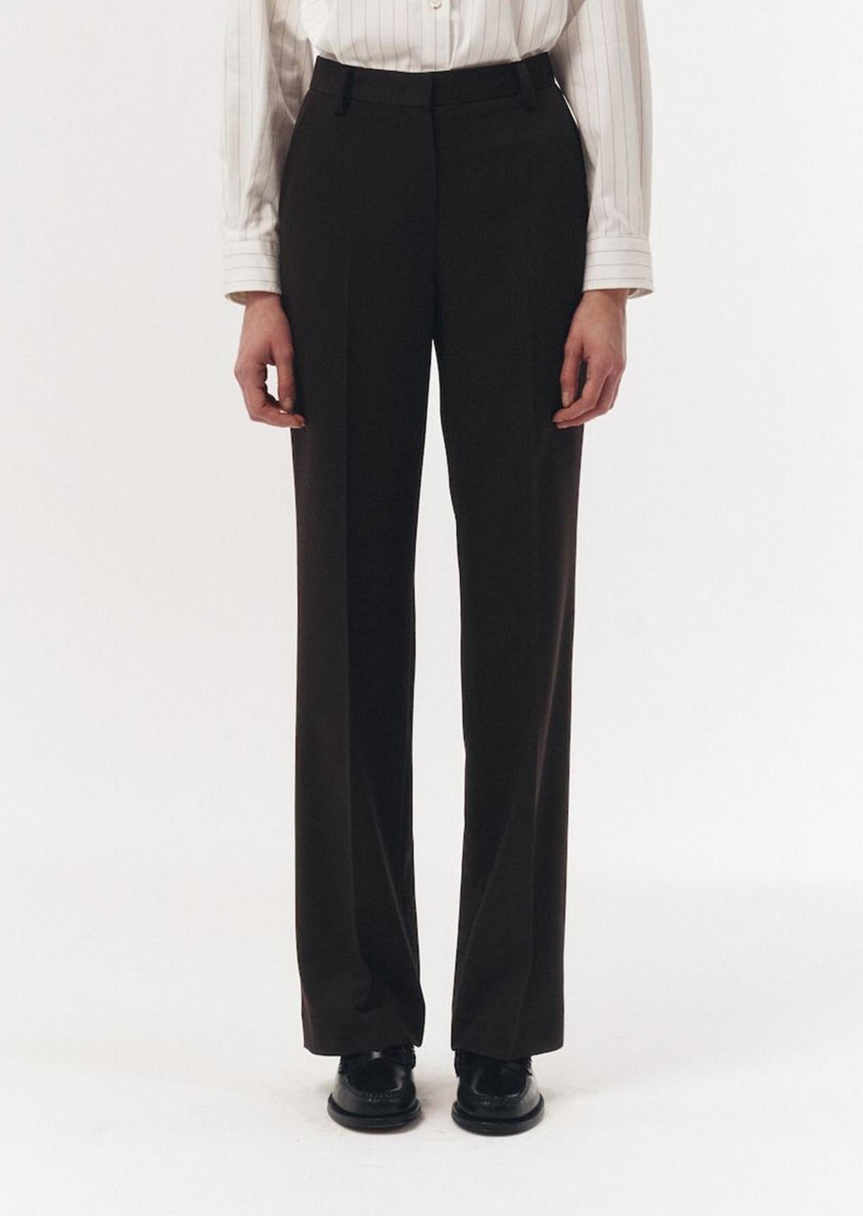 Dark Brown Classic Pleated Trousers