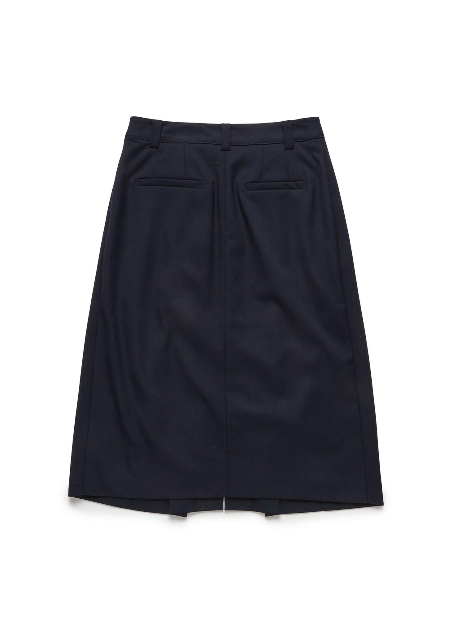 Navy Pleated Midi Skirt