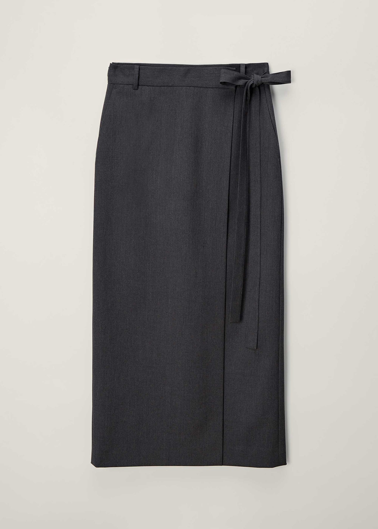 Charcoal Belted Wrap Skirt