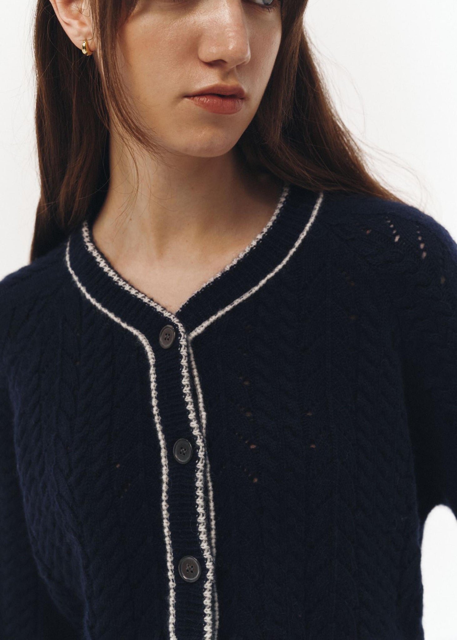 Navy Cable Knit Cardigan