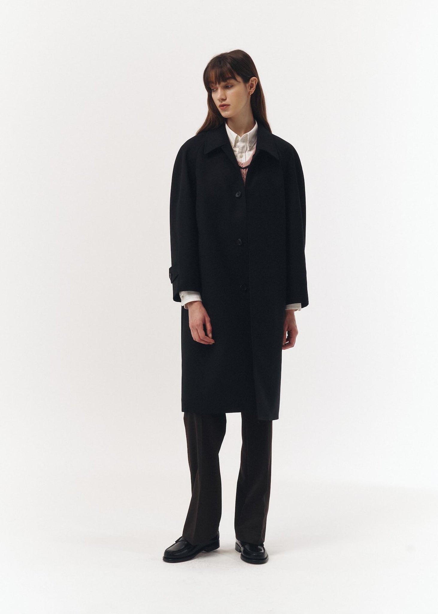 Black Wool Raglan Mac Coat