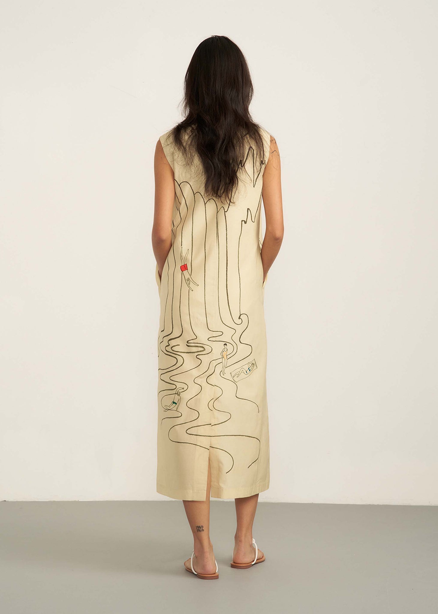 Beige Paradise Print Maxi Dress