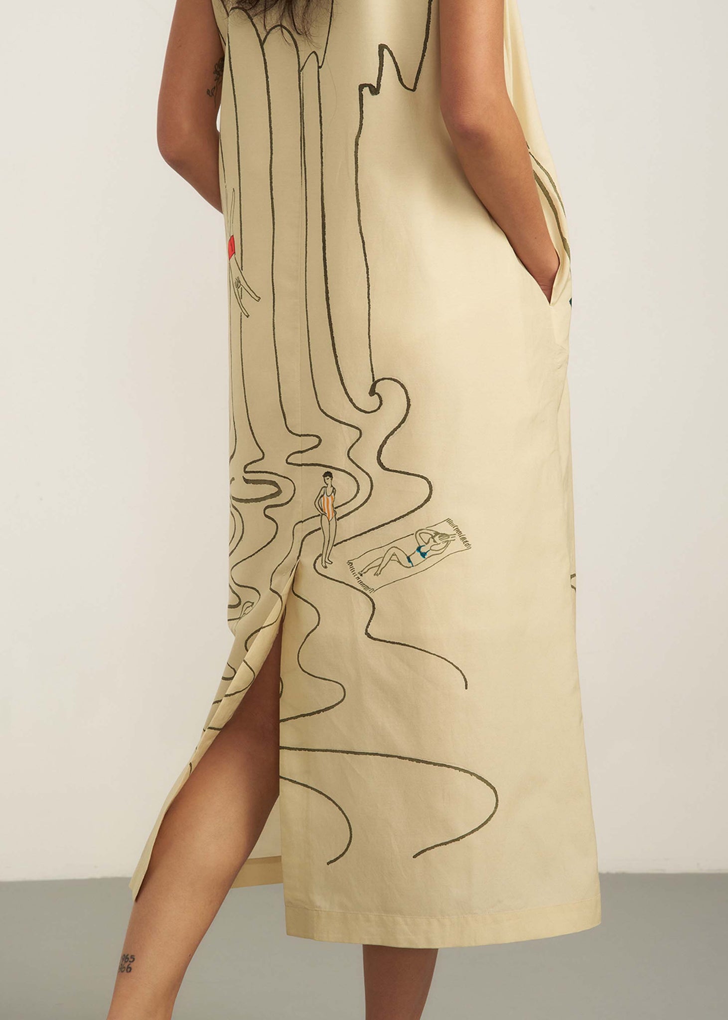 Beige Paradise Print Maxi Dress