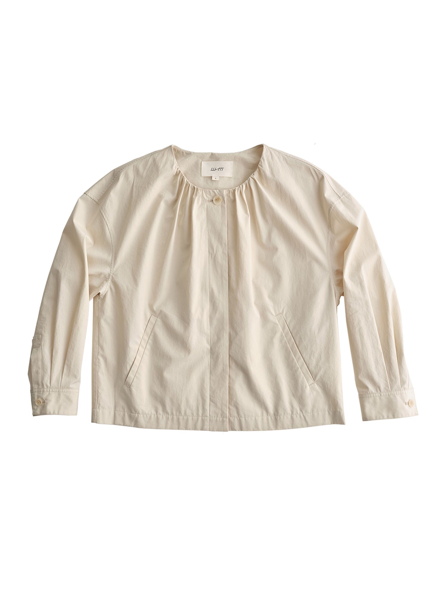 Beige Shirred Collar Jacket