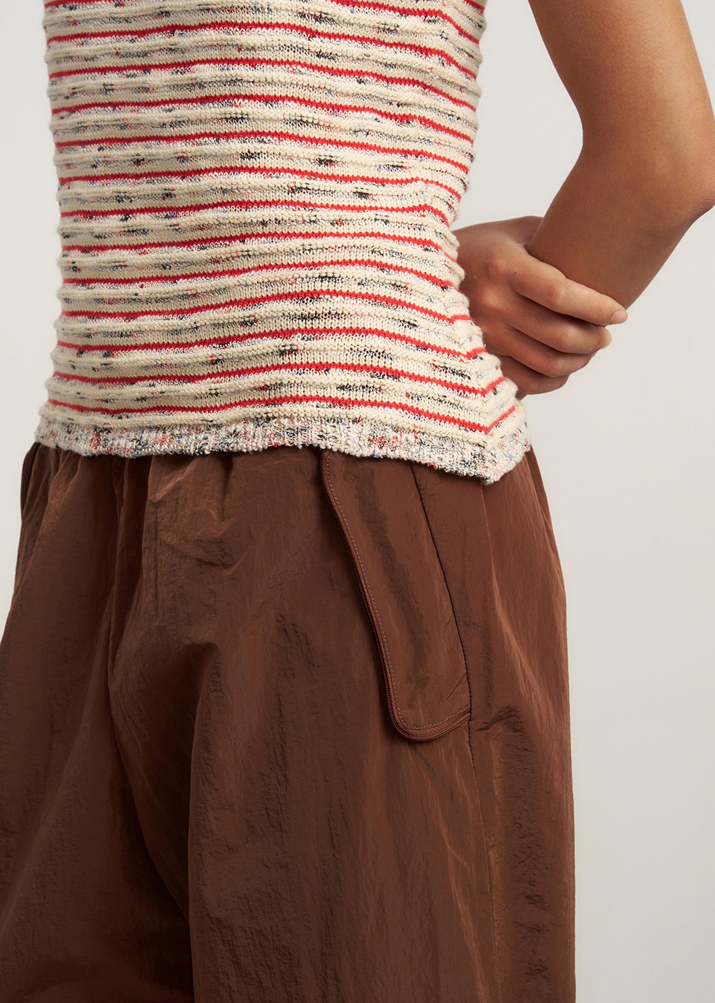 Red Striped Knit Tank